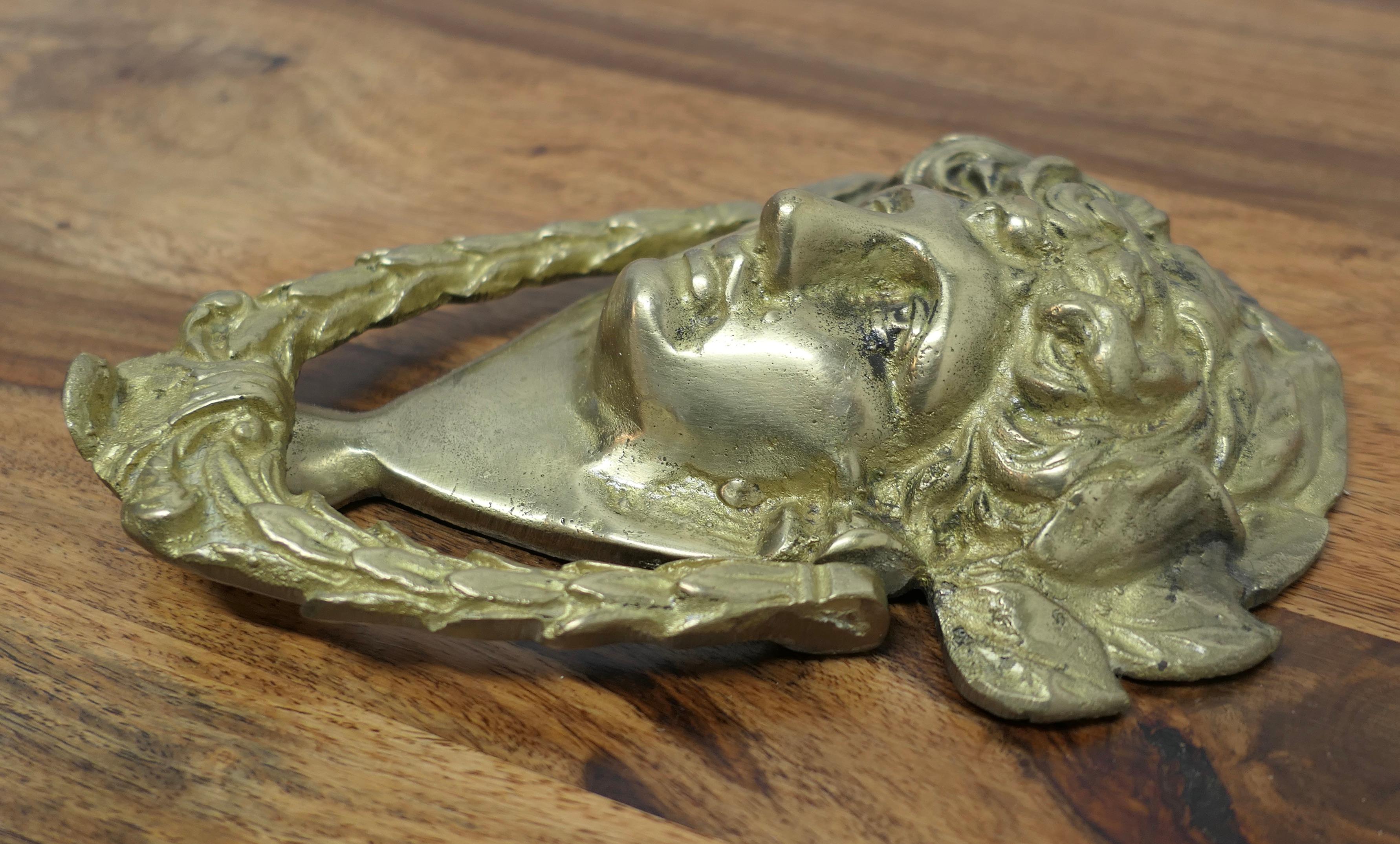 A Large Brass Dionysus Door Knocker    For Sale 1