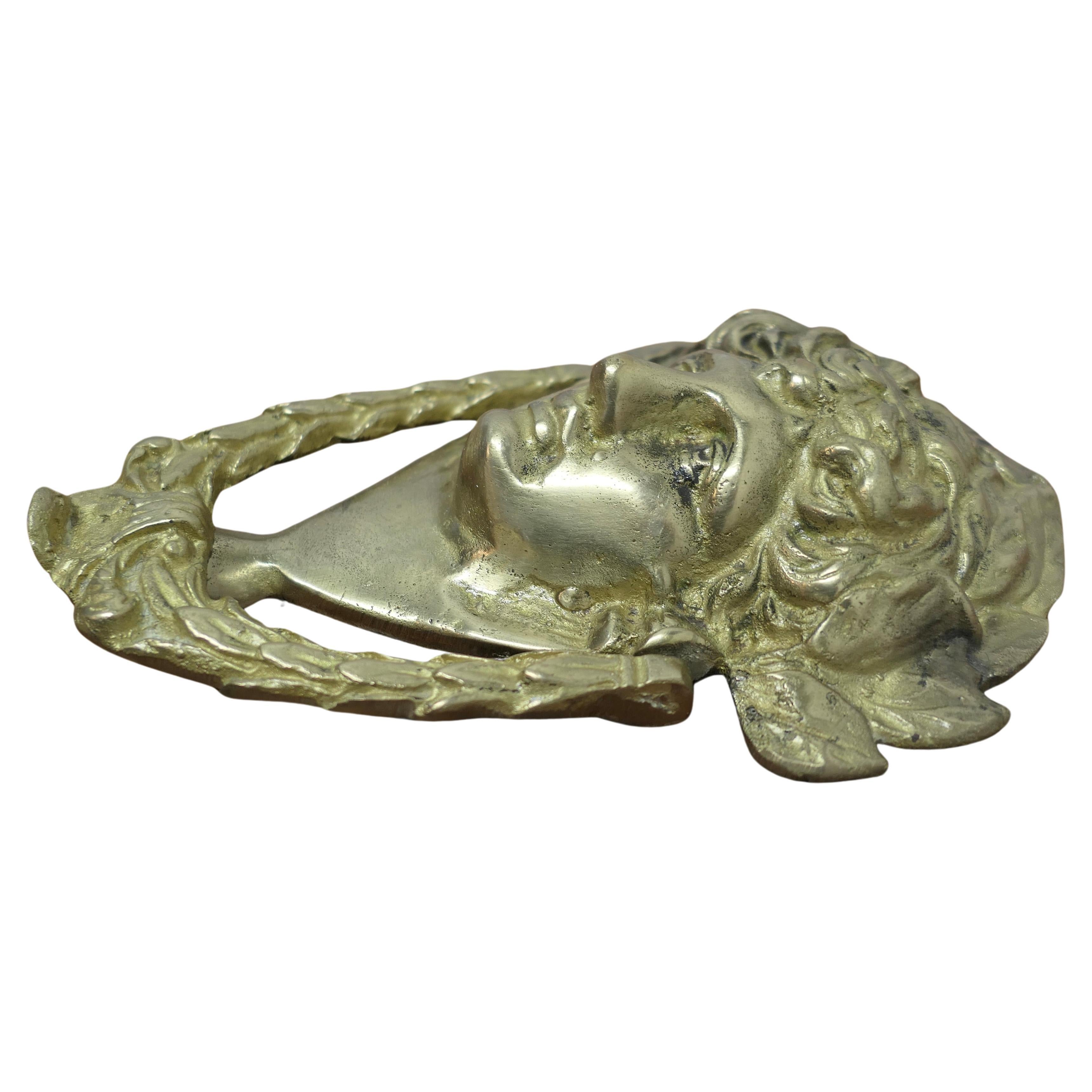 A Large Brass Dionysus Door Knocker    For Sale