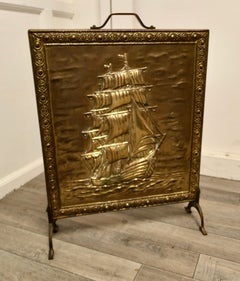 Large Brass Fire Screen with the Cutty Sark