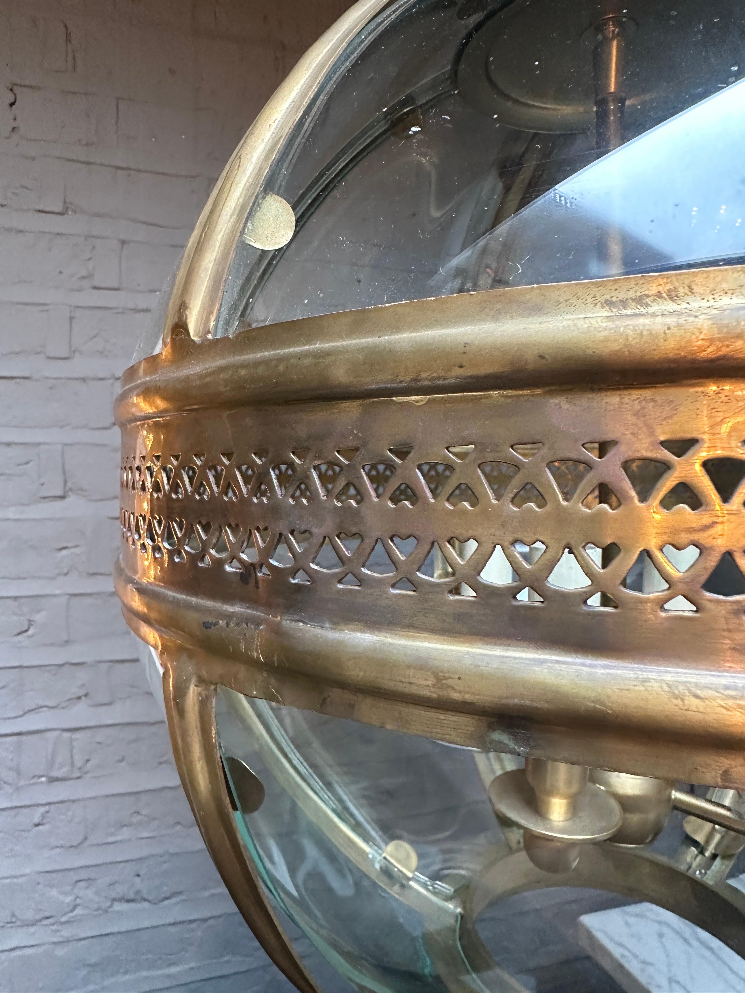 English A Large Brass Globe Lantern  For Sale