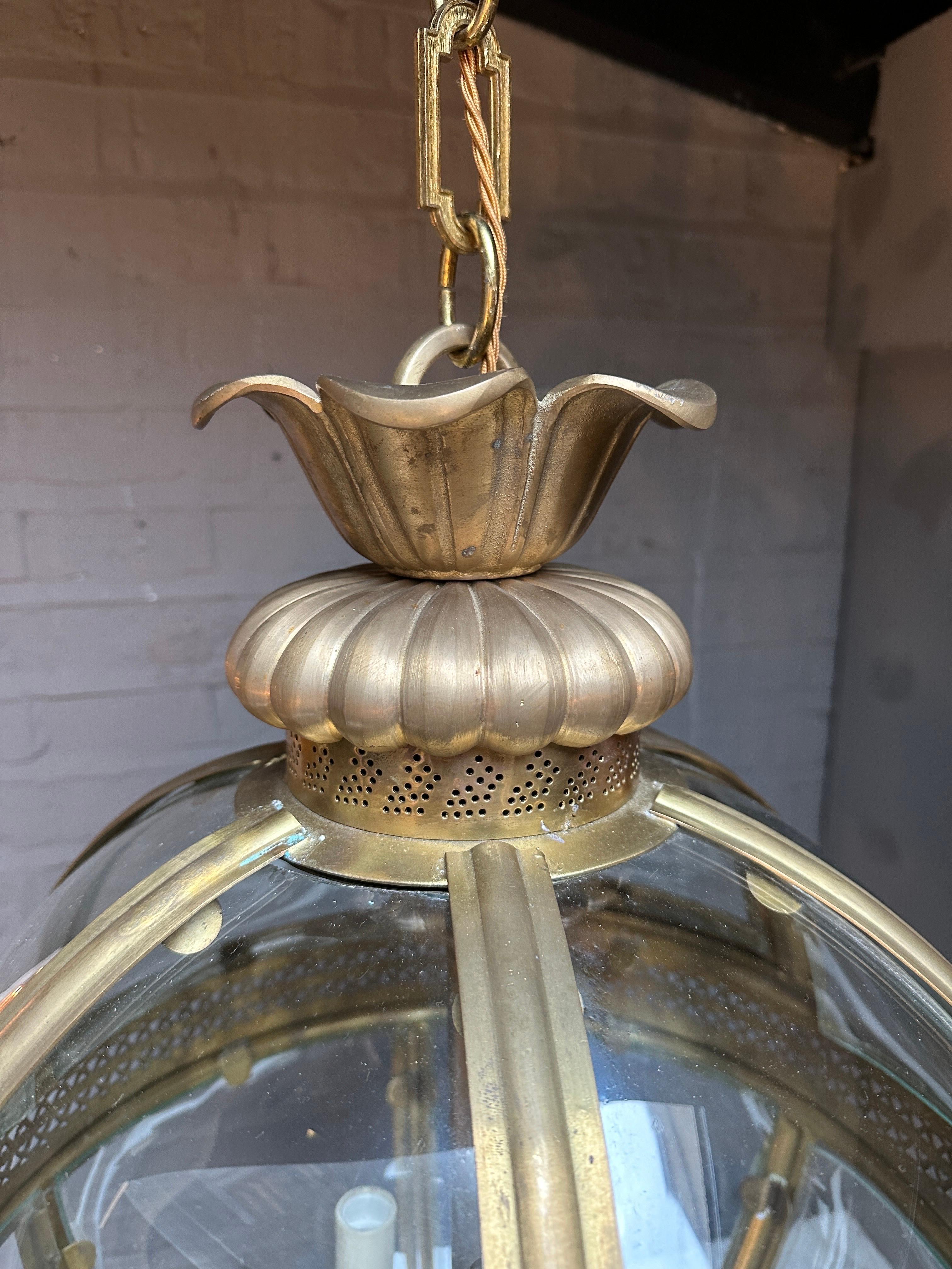 Contemporary A Large Brass Globe Lantern  For Sale