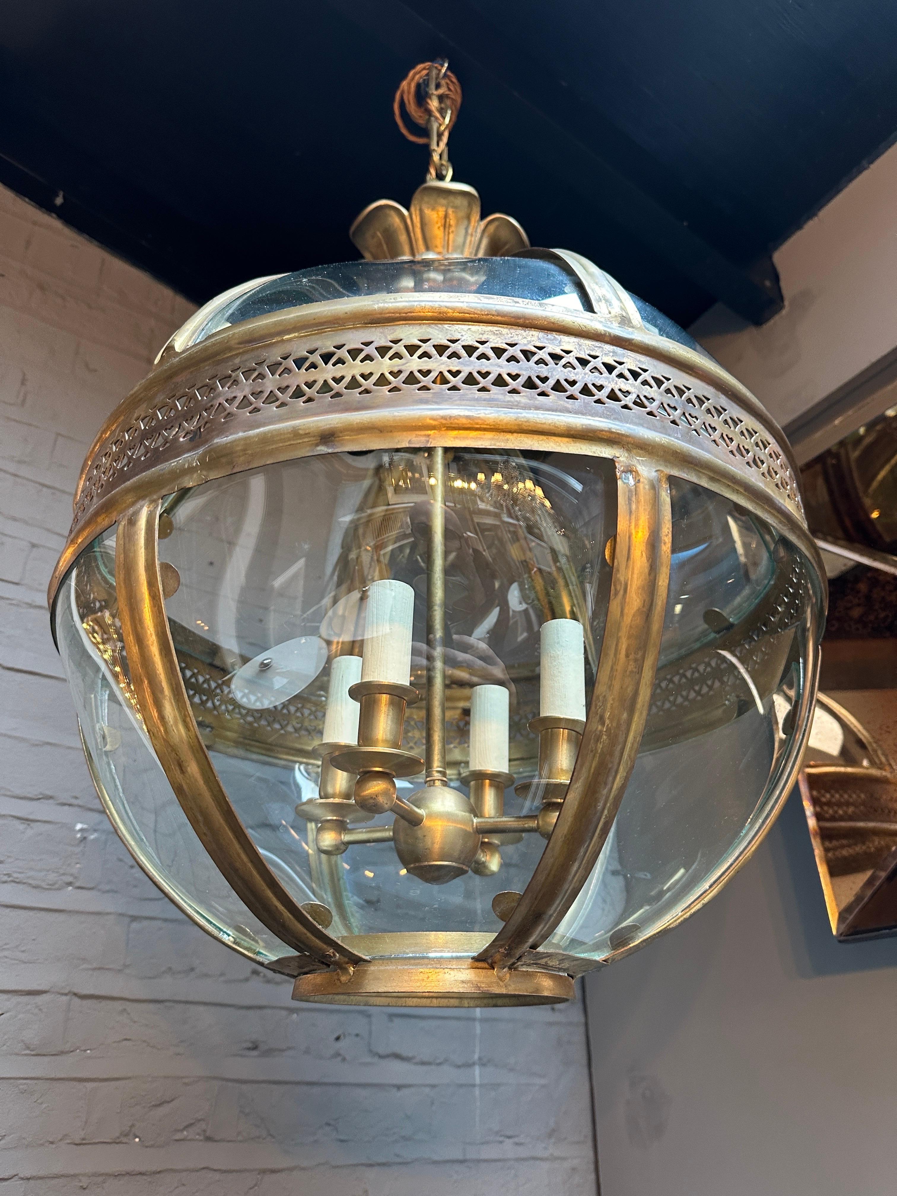 A Large Brass Globe Lantern  For Sale 2