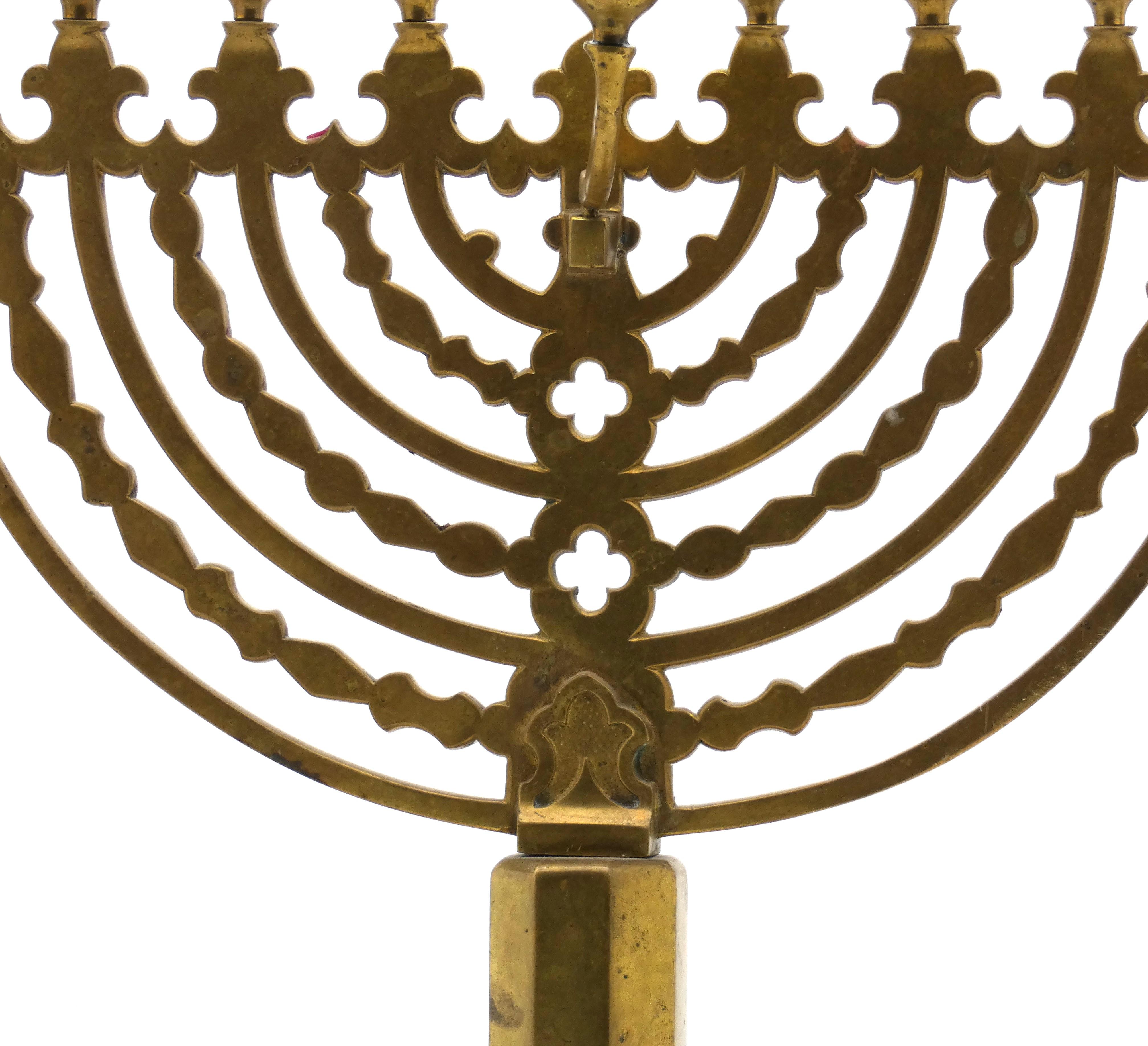A Large German Brass Hanukkah Menorah early 20th Century For Sale 1