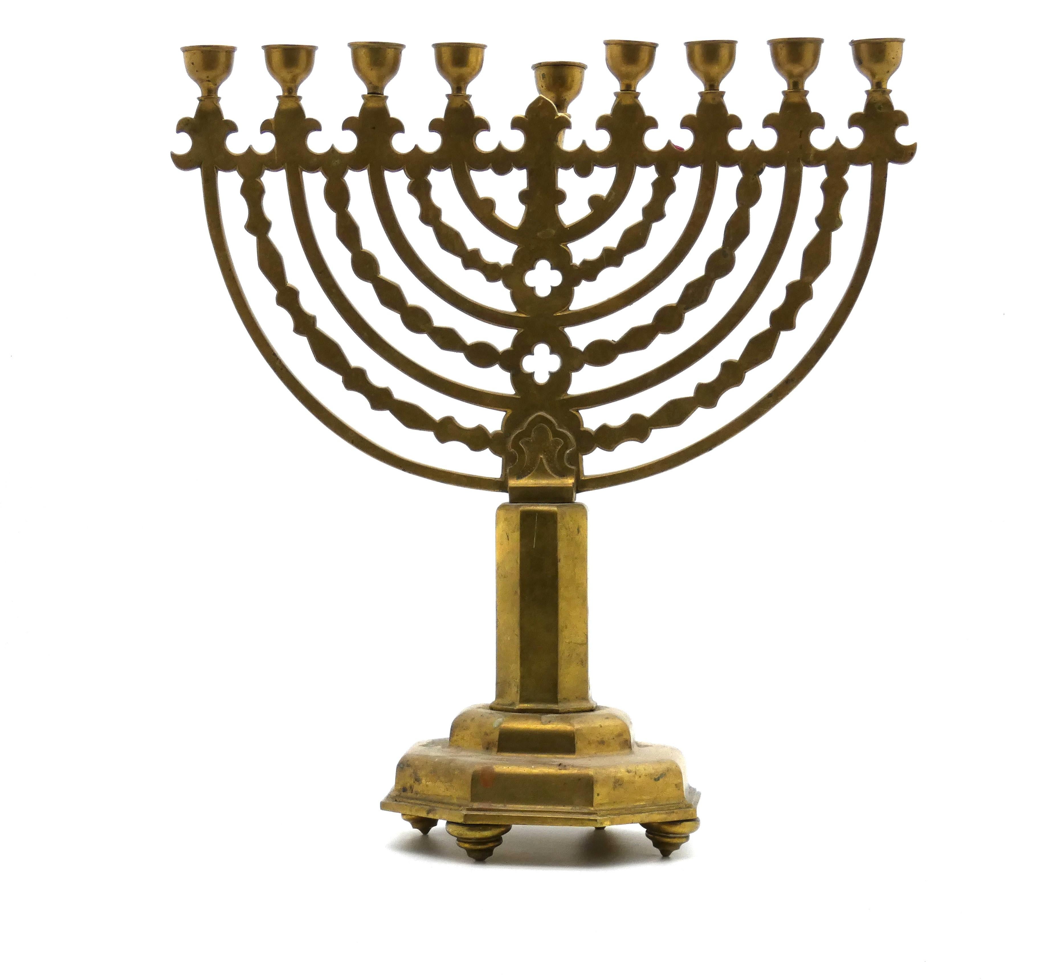 A Large German Brass Hanukkah Menorah early 20th Century For Sale 2
