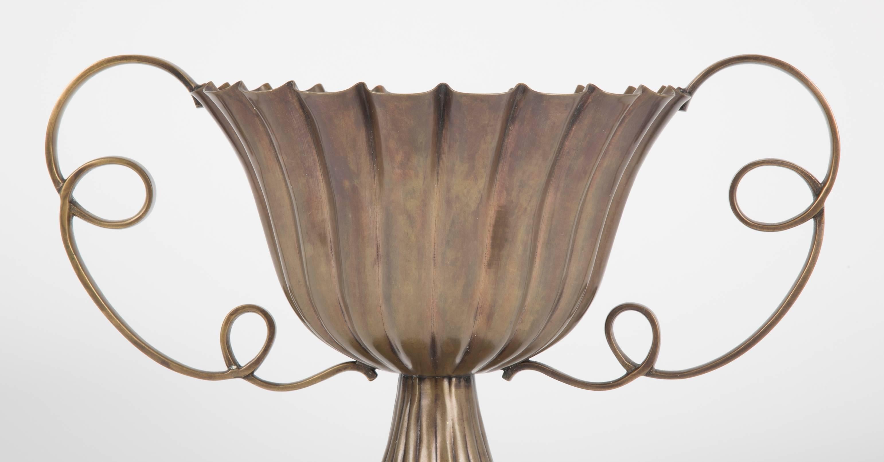 Early 20th Century Large Brass Urn in the Manner of Josef Hoffmann
