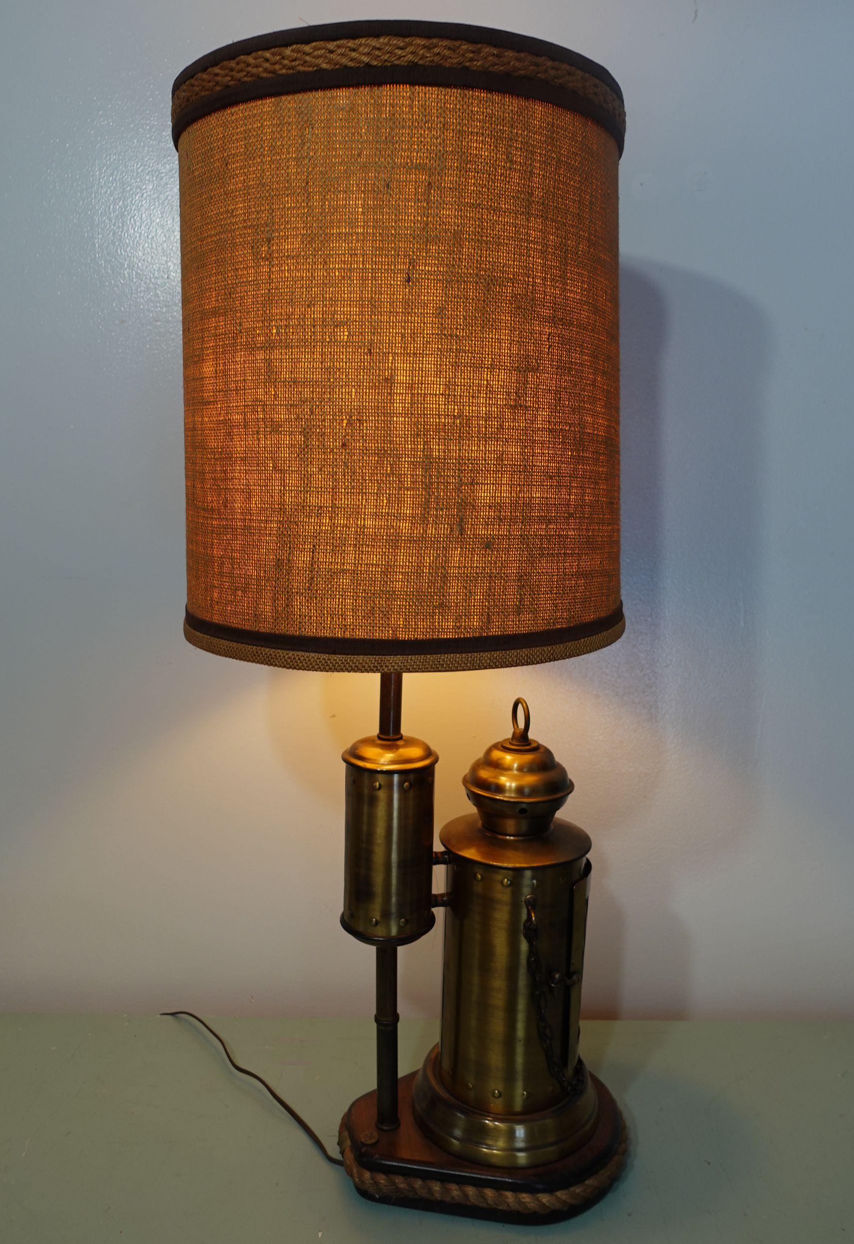 Large Brasstable Lamp with Shade For Sale 6
