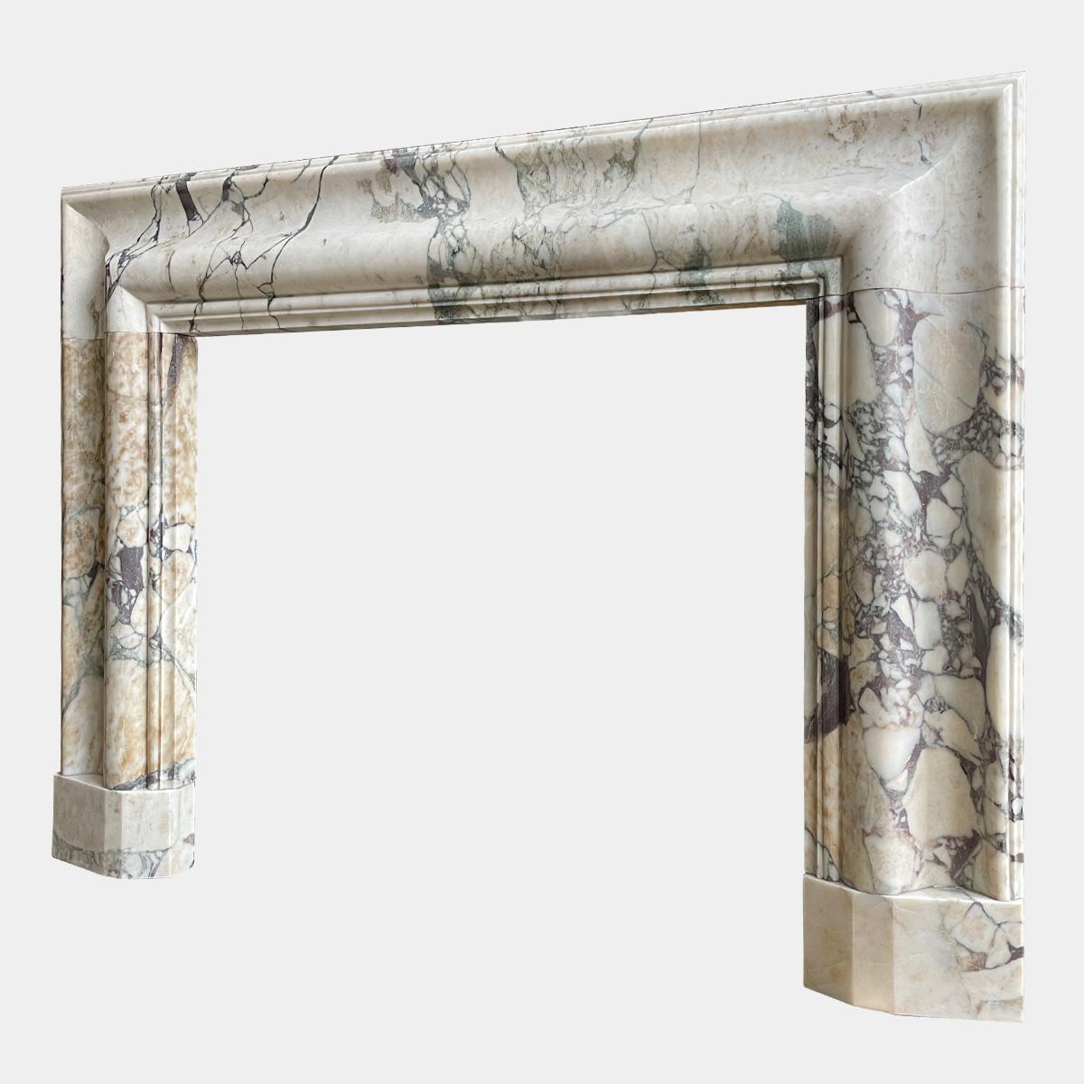 Large Breche Marble Bolection Fireplace Mantel In Good Condition In London, GB