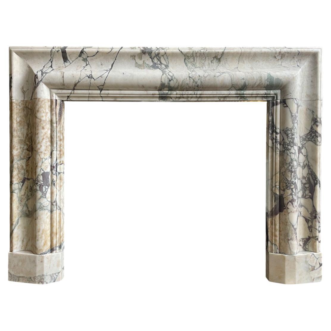 Large Breche Marble Bolection Fireplace Mantel