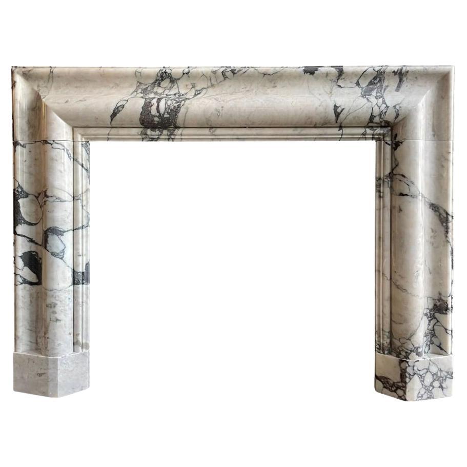 Large Breche Marble Bolection Fireplace Mantel