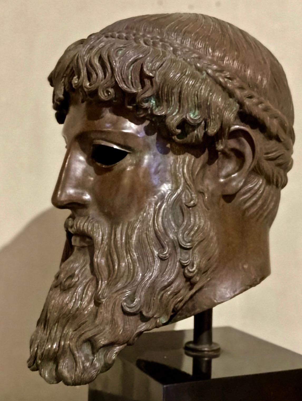 A bronze sculpture depicting Poseidon after a Greek model.

Top quality casting.