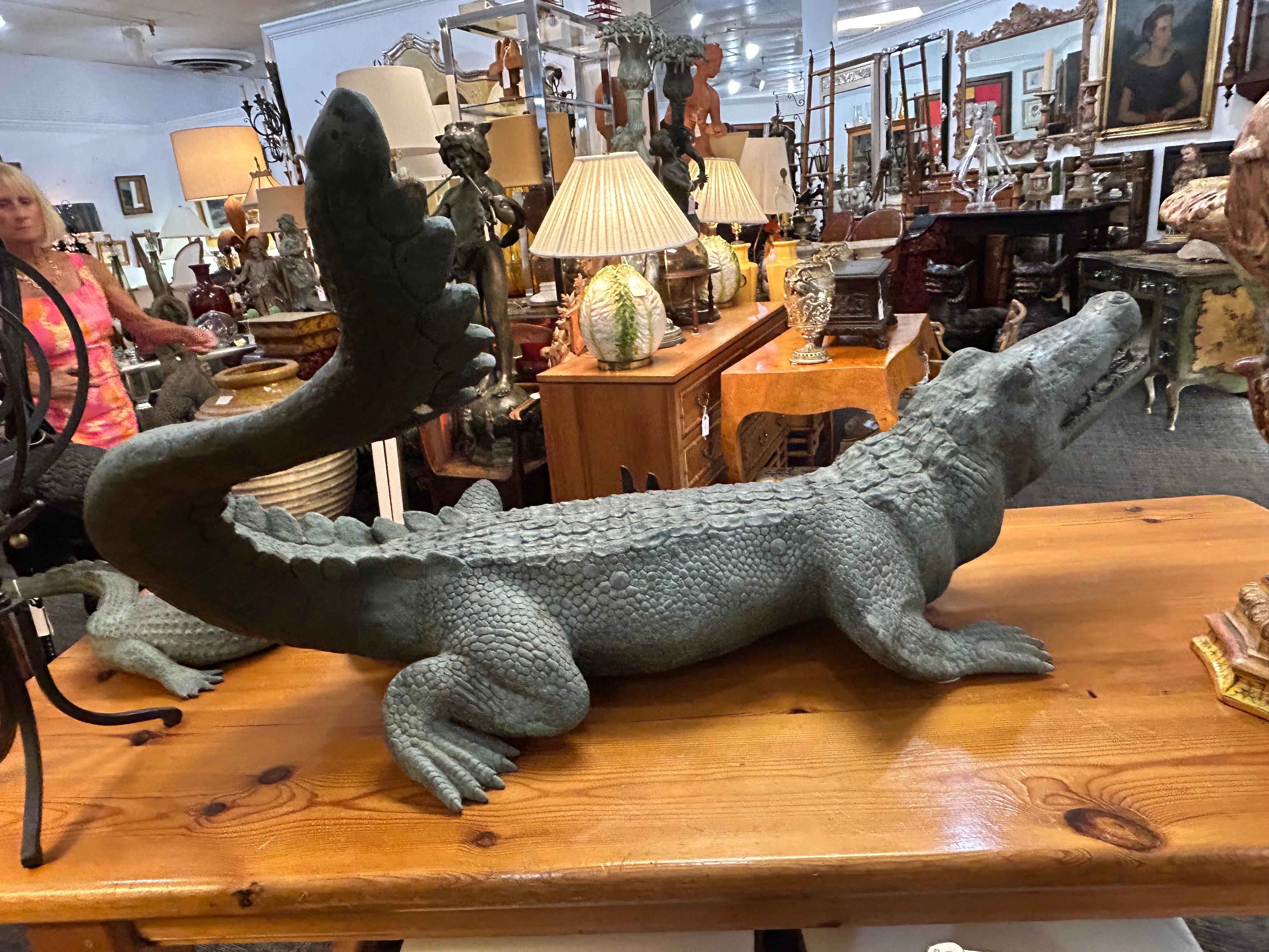 Cast A large bronze  alligator