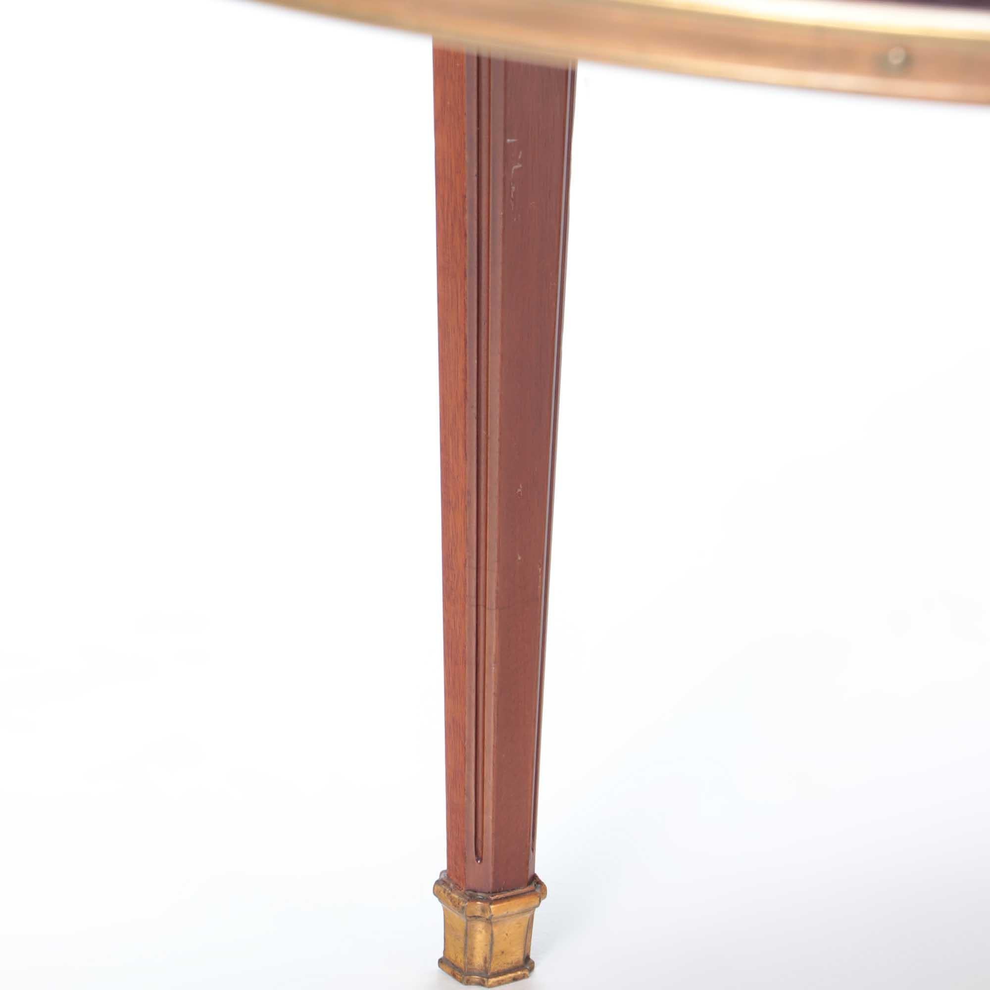 20th Century Large Bronze Mounted Flame Mahogany Dining Table with 2 Leaves, circa 1945