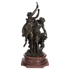 A Large Bronze Sculpture, a Marble Base, signed by Clodion, Napoleon III Period.