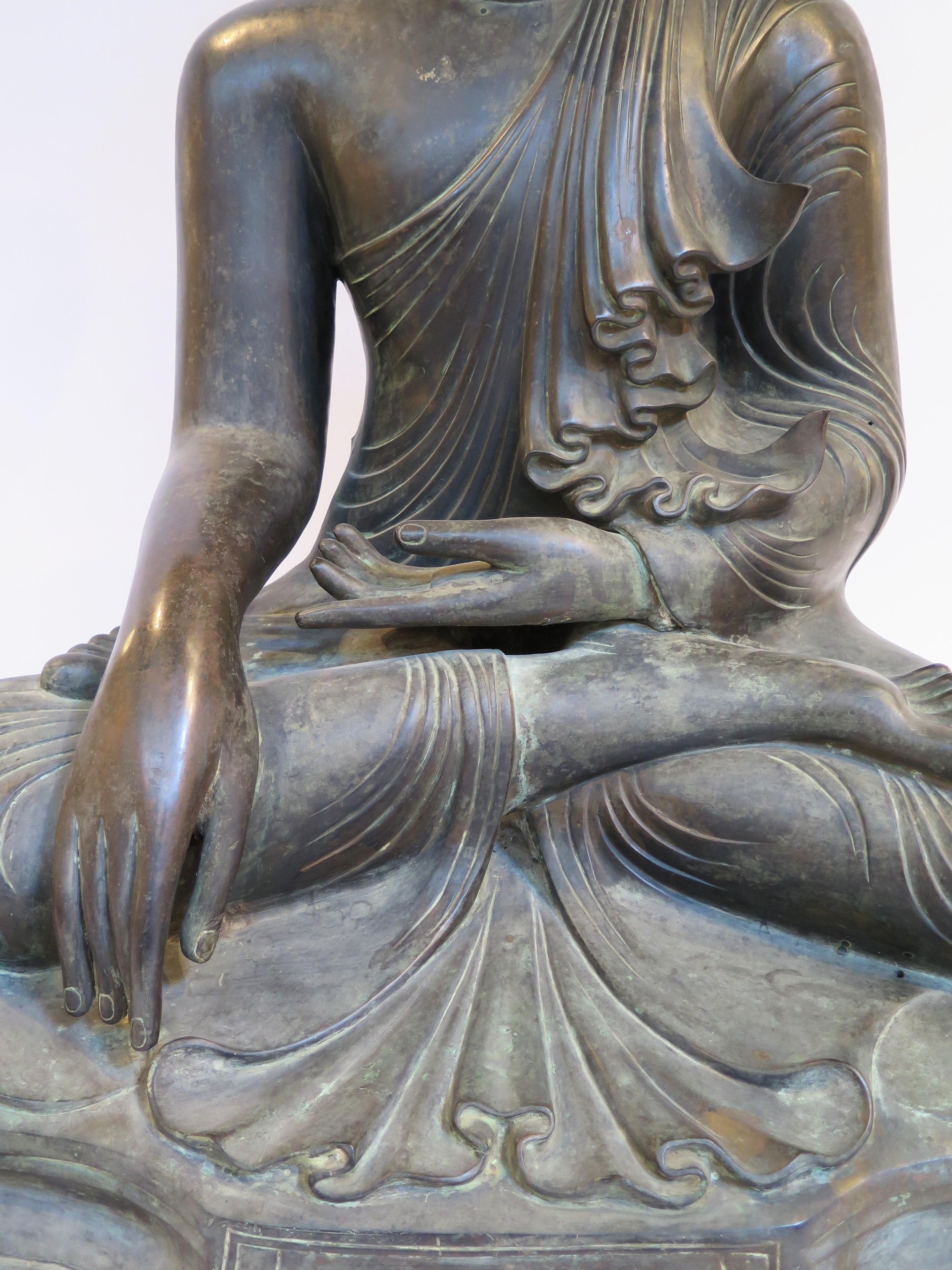 Large Bronze Sculpture of Seated Buddha, Burma 3