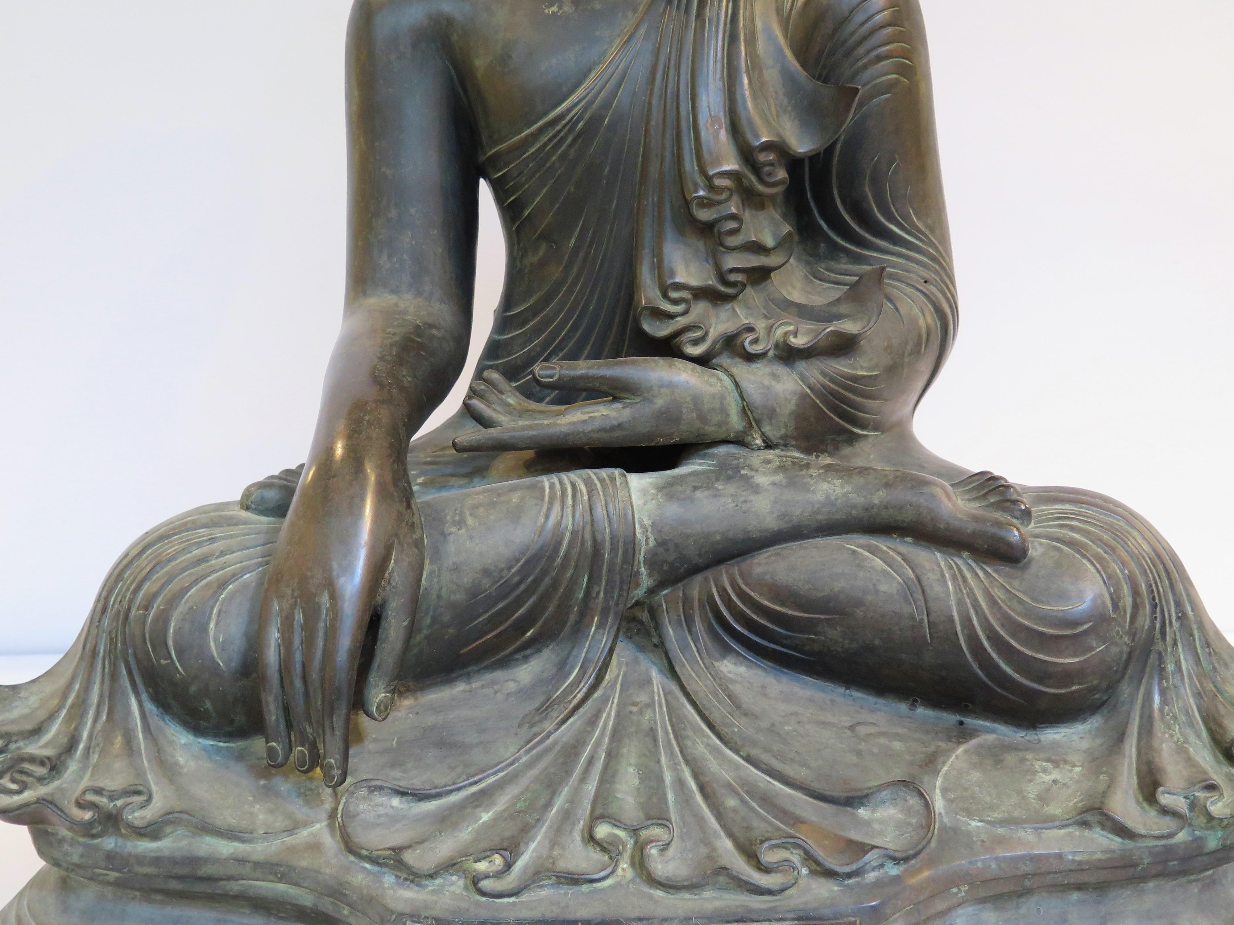 Large Bronze Sculpture of Seated Buddha, Burma 2