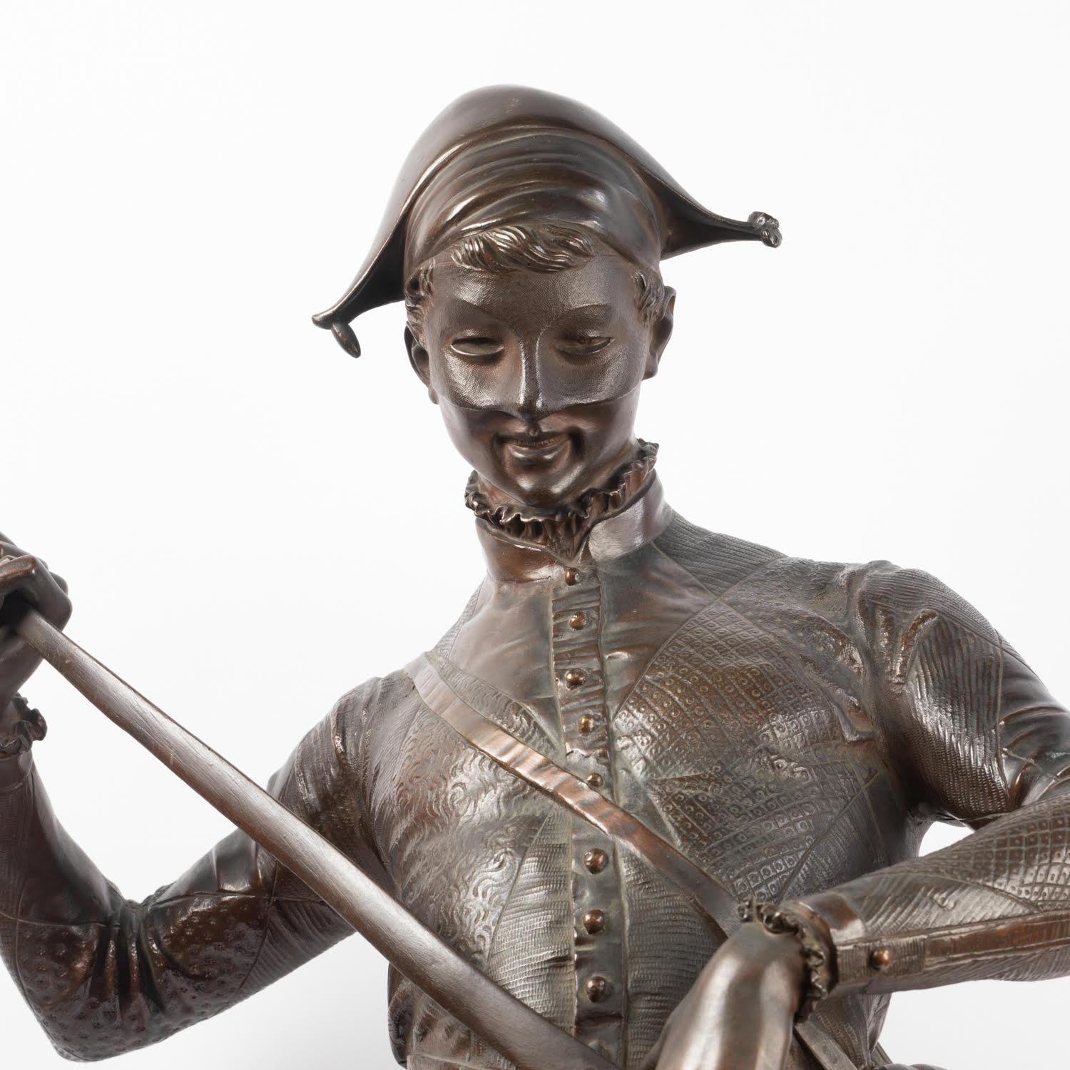 Napoleone III Grande scultura in bronzo di Arlecchino di Paul Dubois, XIX secolo. in vendita