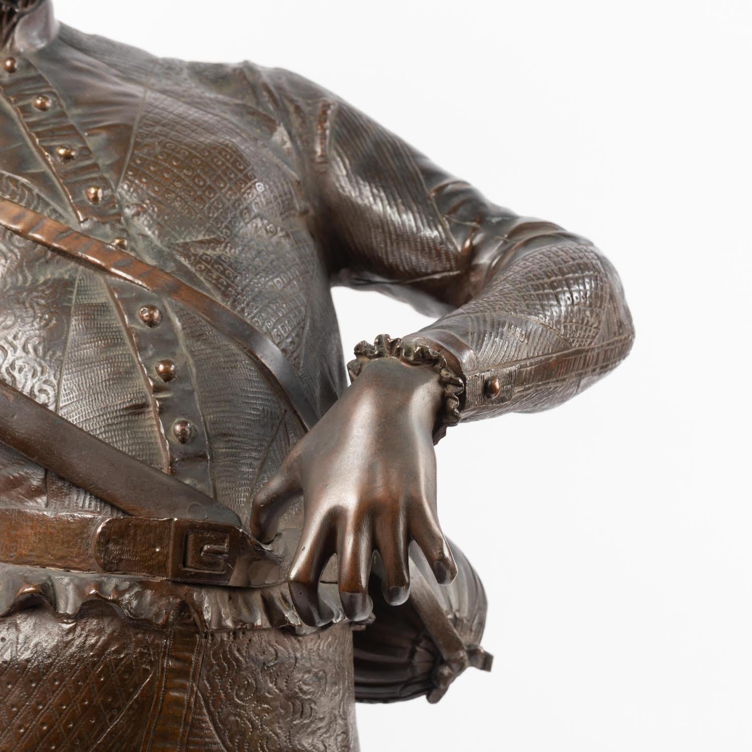 Grande scultura in bronzo di Arlecchino di Paul Dubois, XIX secolo. In condizioni buone in vendita a Saint-Ouen, FR