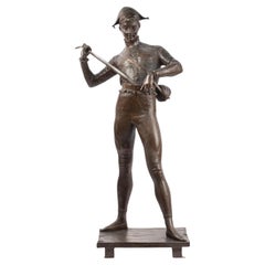 Grande sculpture du Harlequin par Paul Dubois, 19e siècle.