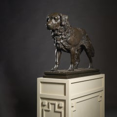Grande statue en zinc bronzé représentant un chien de Terre-Neuve, Allemagne, vers 1850-1870.