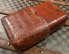 Large Brown Crocodile Skin Travel Cigar Wallet Edwardian, circa 1910