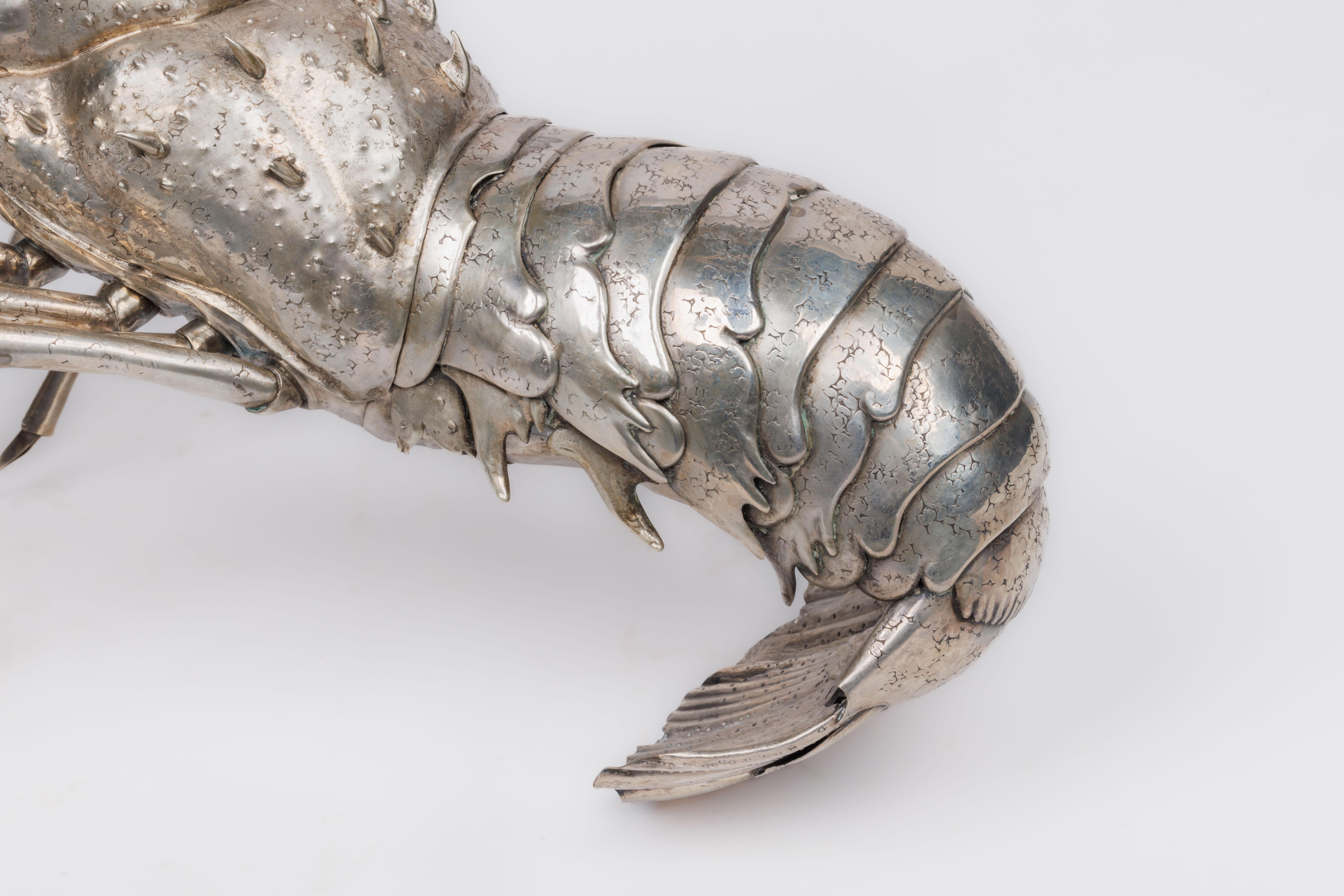 Un grande modello in argento Buccellati di una realistica aragosta caraibica in vendita 1