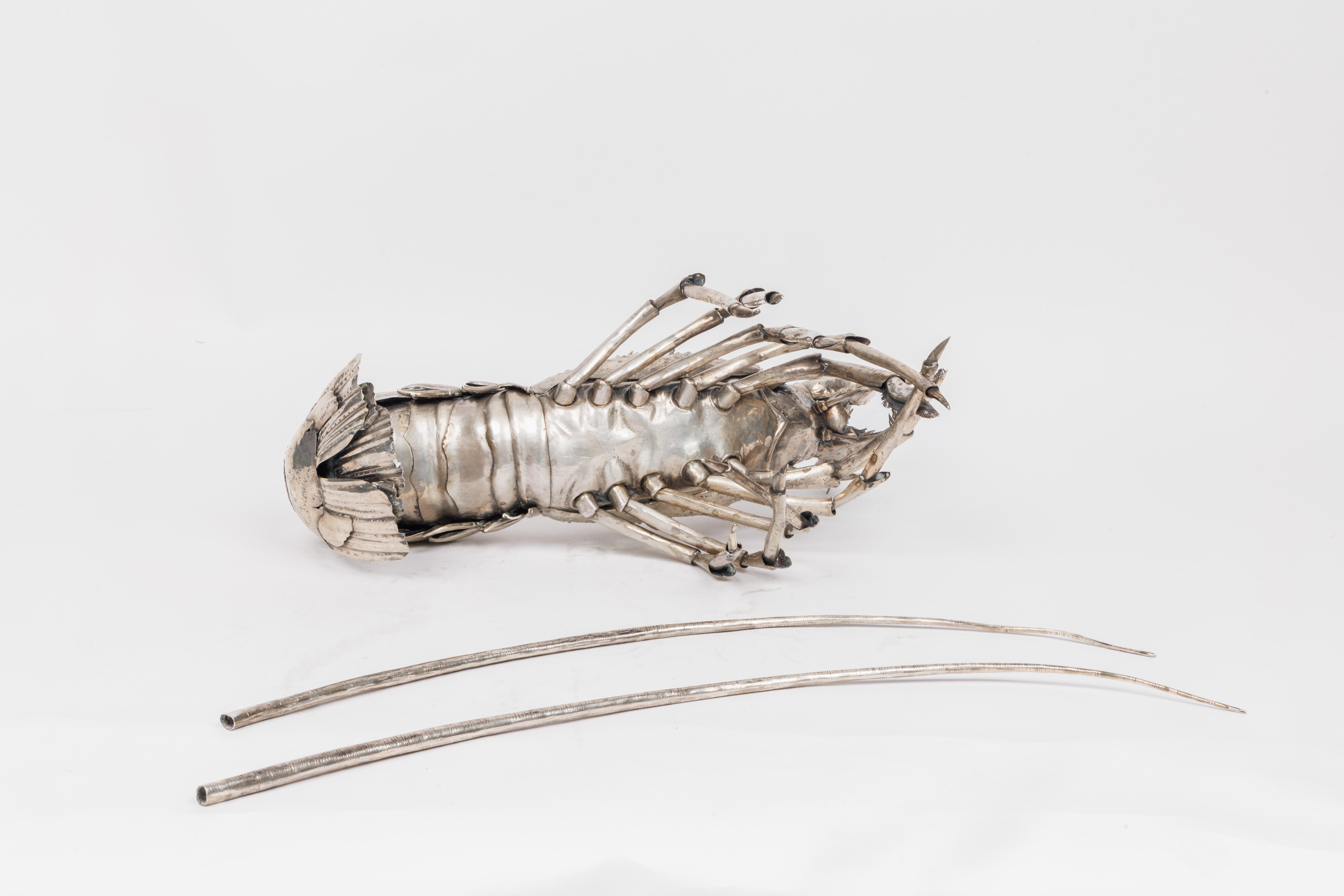 Un grande modello in argento Buccellati di una realistica aragosta caraibica in vendita 3