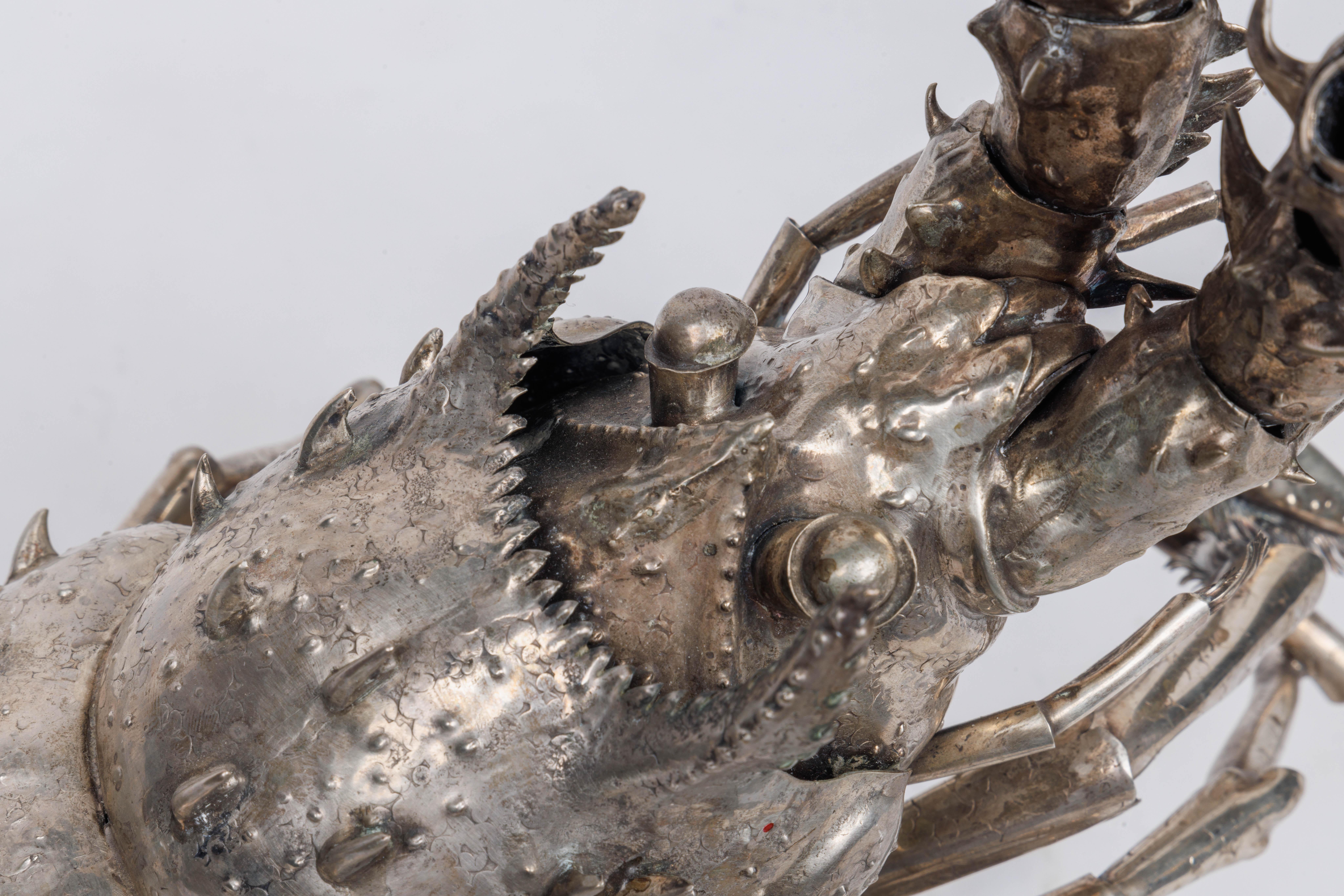 Un grande modello in argento Buccellati di una realistica aragosta caraibica in vendita 4