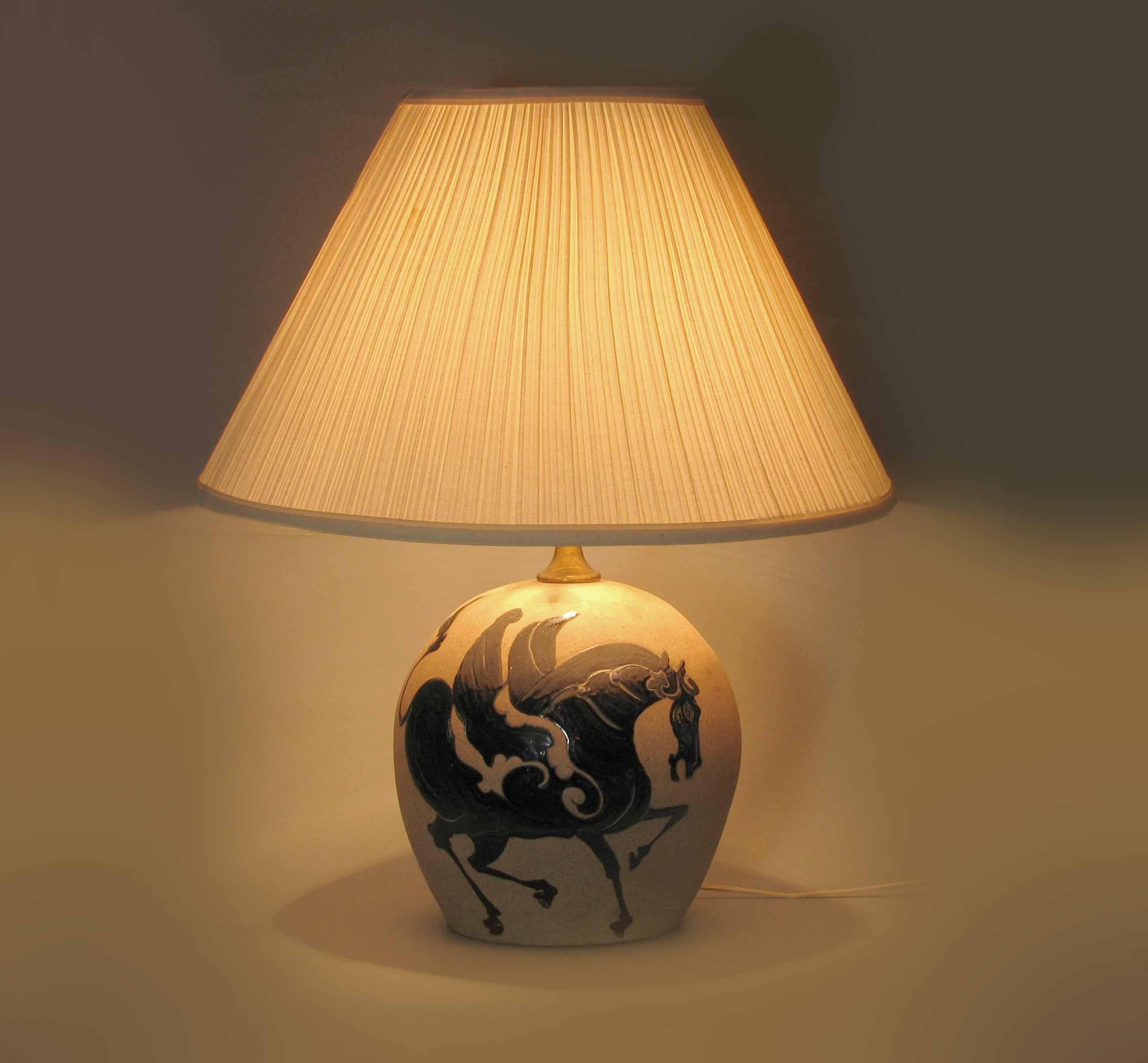 Modern A Large Bulbous Studio Pottery “PEGASUS” Lamp For Sale