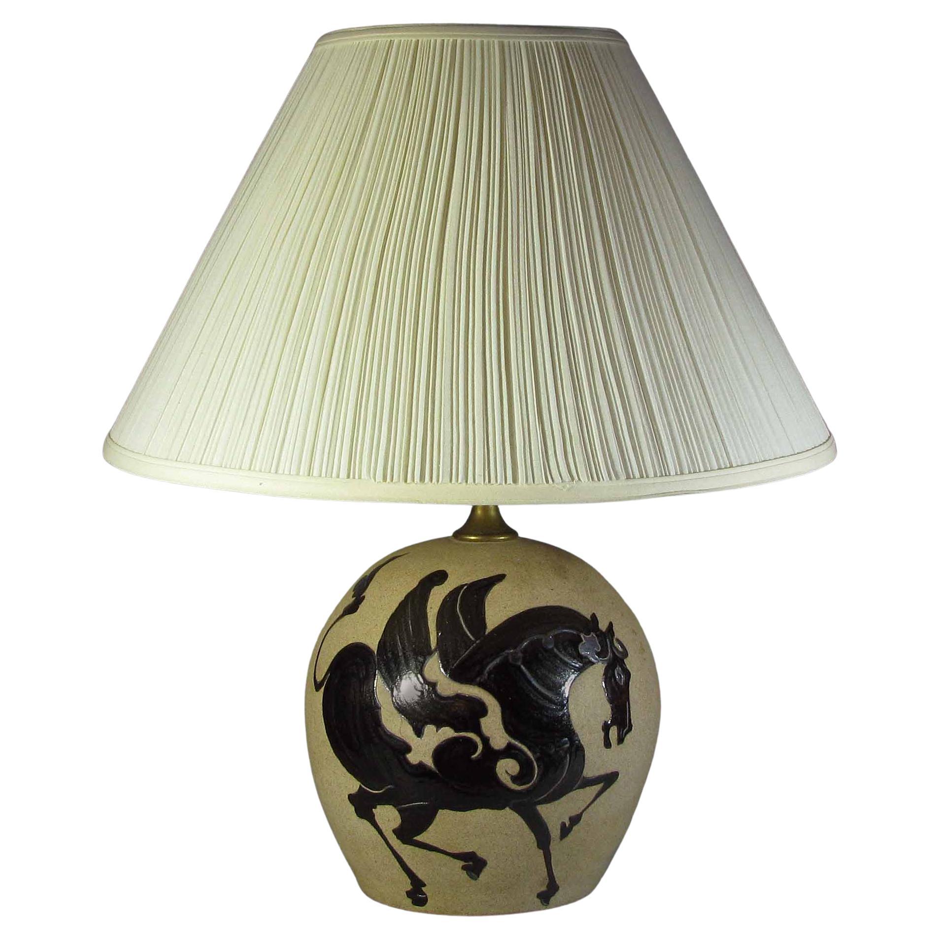 A Large Bulbous Studio Pottery “PEGASUS” Lamp For Sale