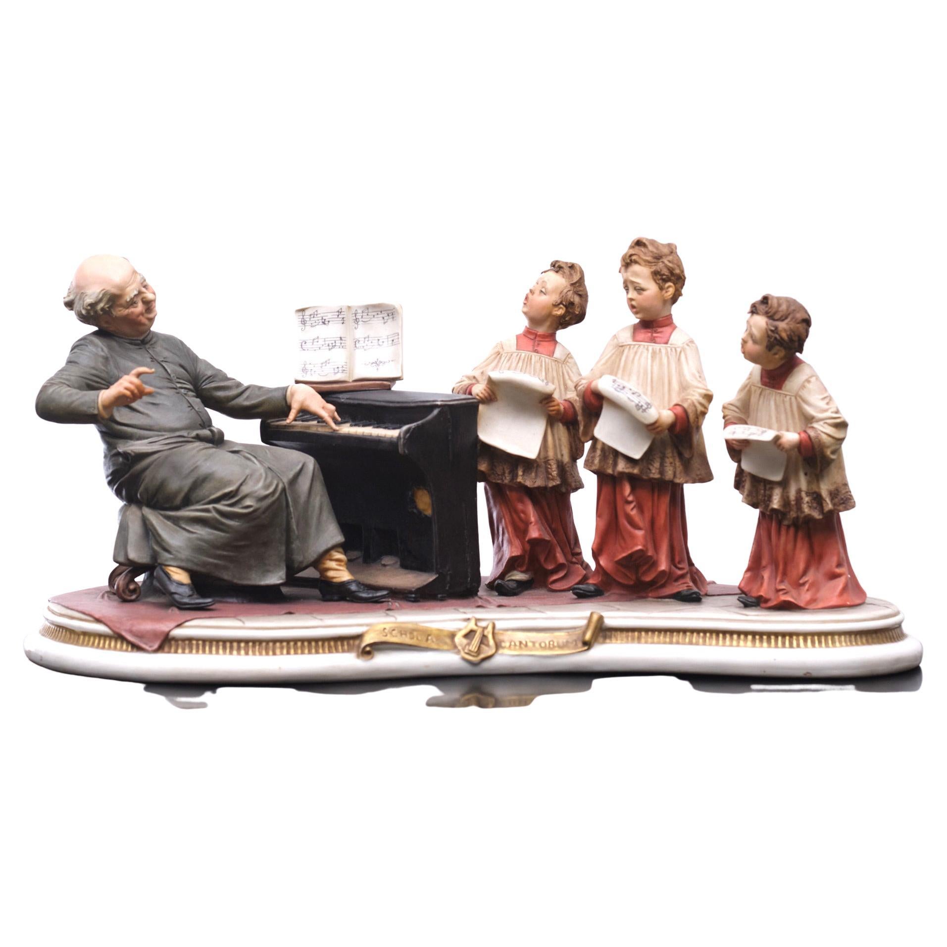 Large Capodimonte Porcelain Figure Group Schola Cantorum, ''The Choirboys''