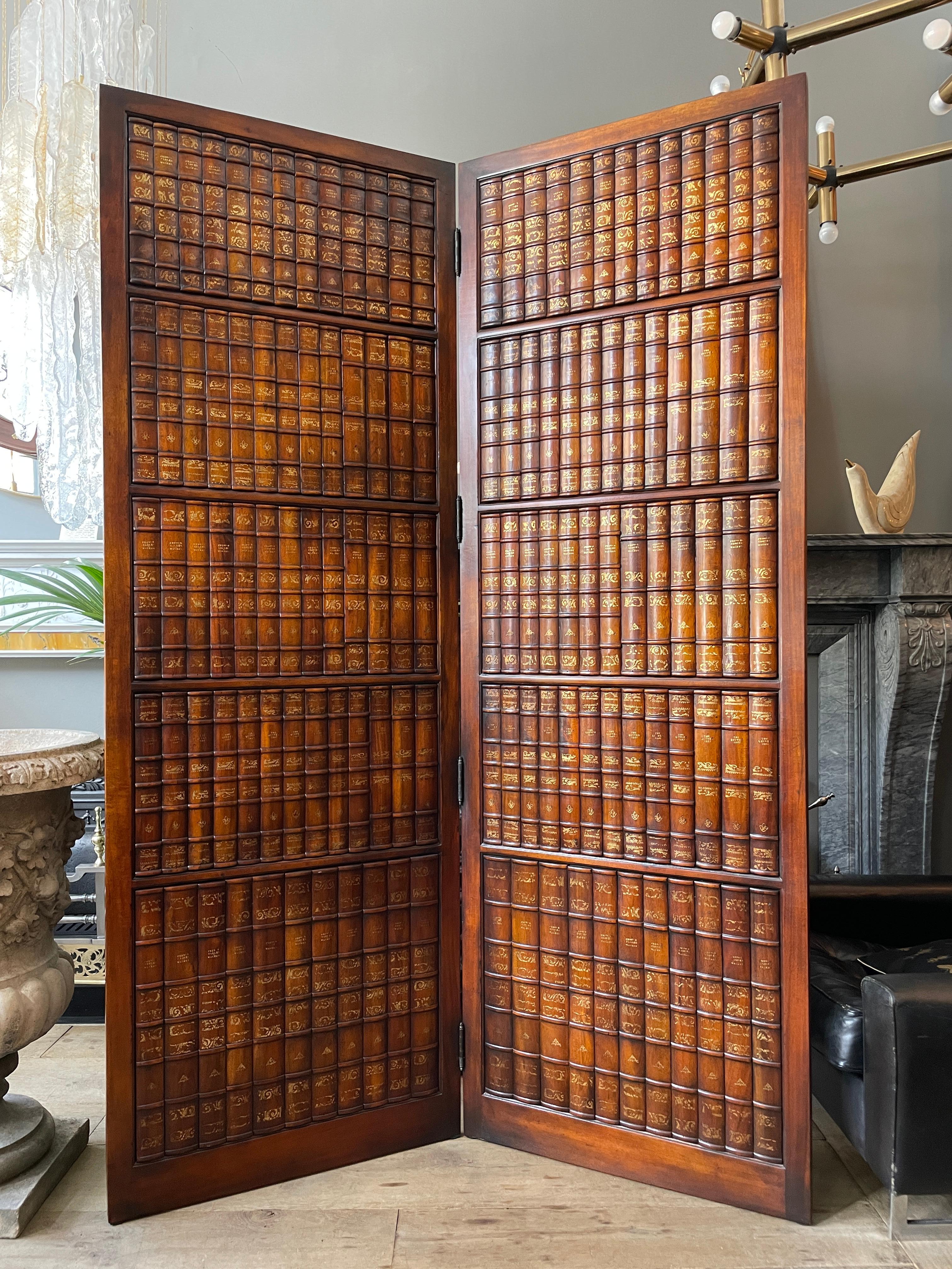 20th Century Large Carved Hardwood Library Screen or Room Divider