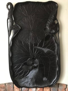 Large Carved Japanese Lotus Tray 19th-20th Century
