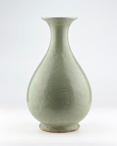 A Large Carved Longquan Celadon Yuhuchunping, Yuan-Ming Dynasty