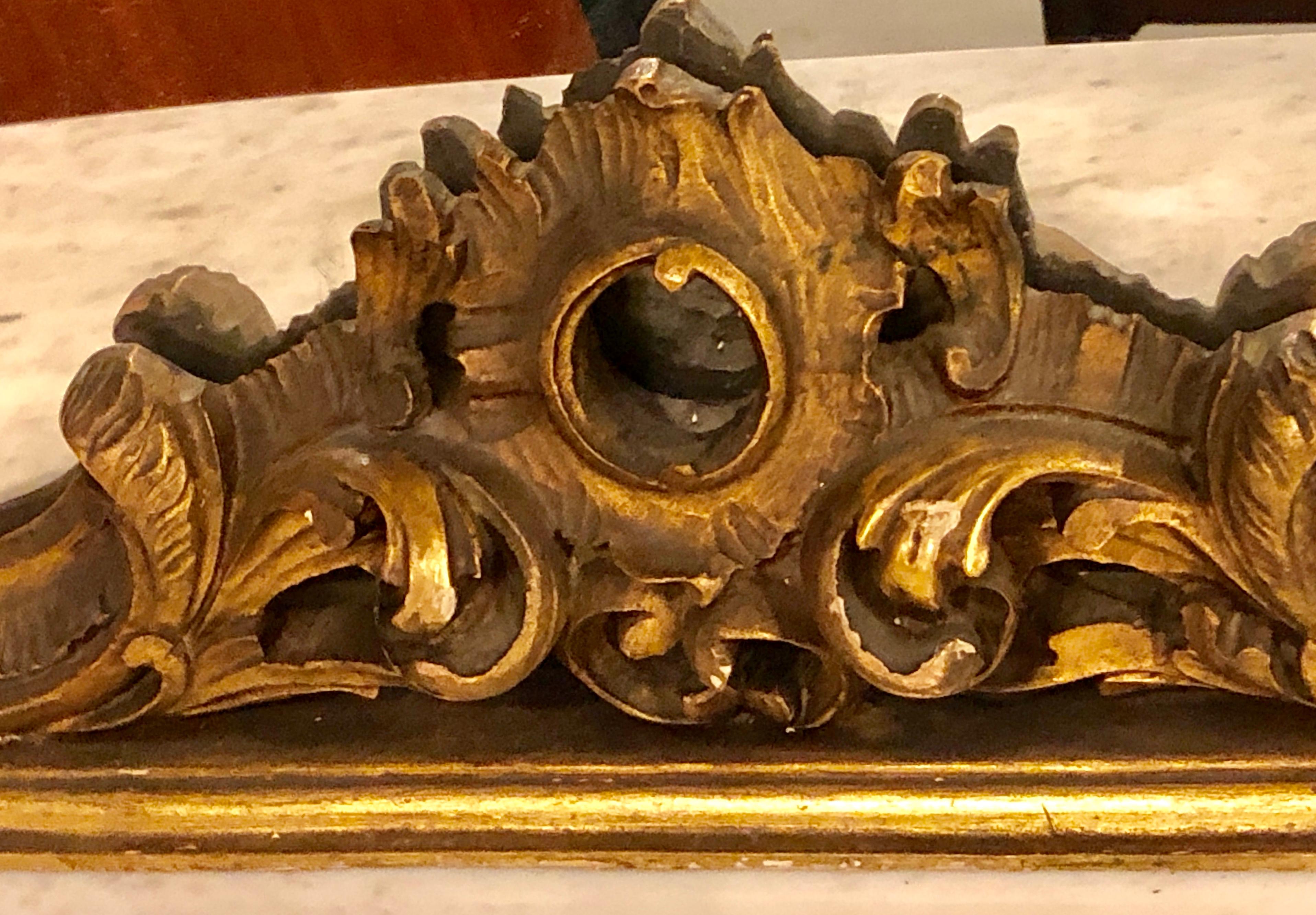 Large Carved Louis XVI Style French Gilt Gold over the Mantle or Wall Mirror 4