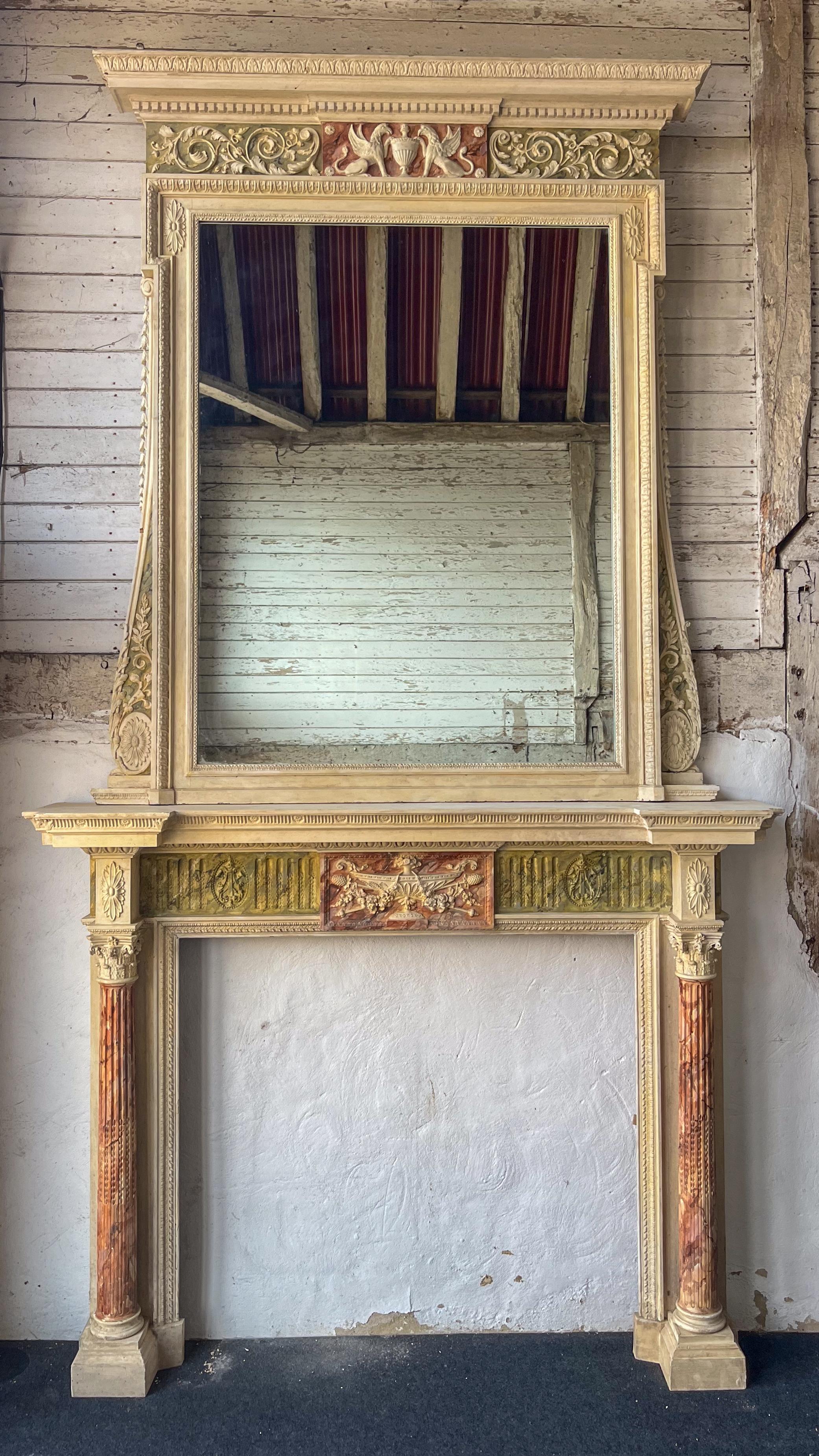 Grande cheminée sculptée en bois et gesso de Gillows of London & Lancaster en vente 2