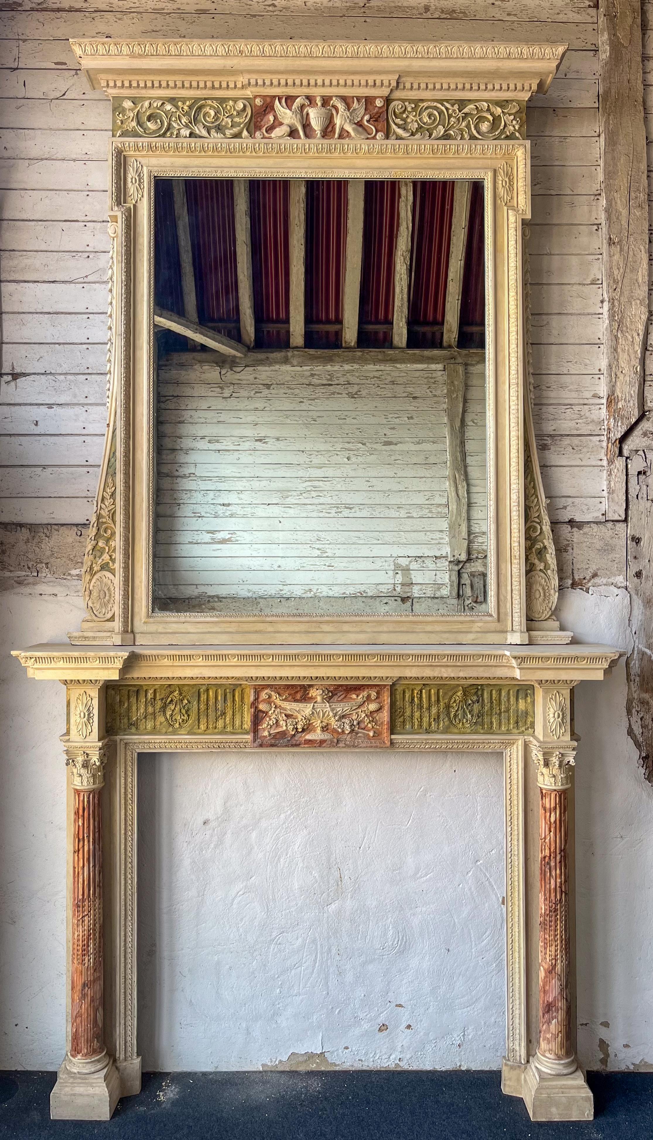 Grande cheminée sculptée en bois et gesso de Gillows of London & Lancaster en vente 3
