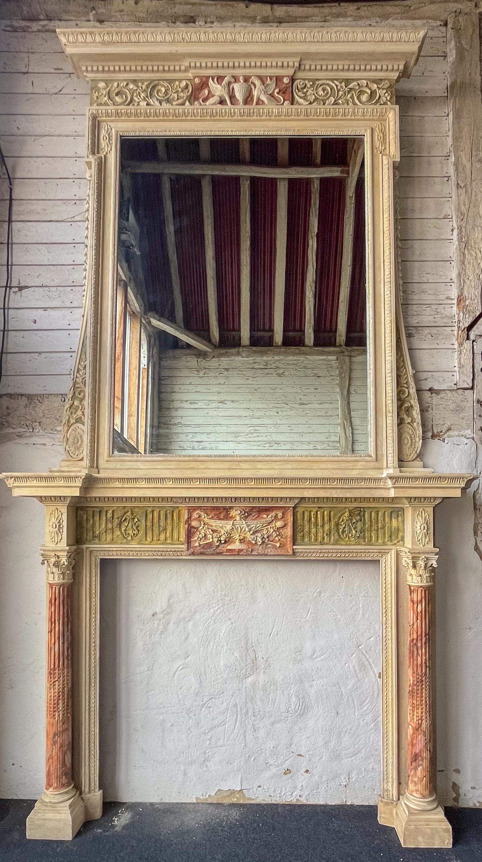 Plâtre Grande cheminée sculptée en bois et gesso de Gillows of London & Lancaster en vente