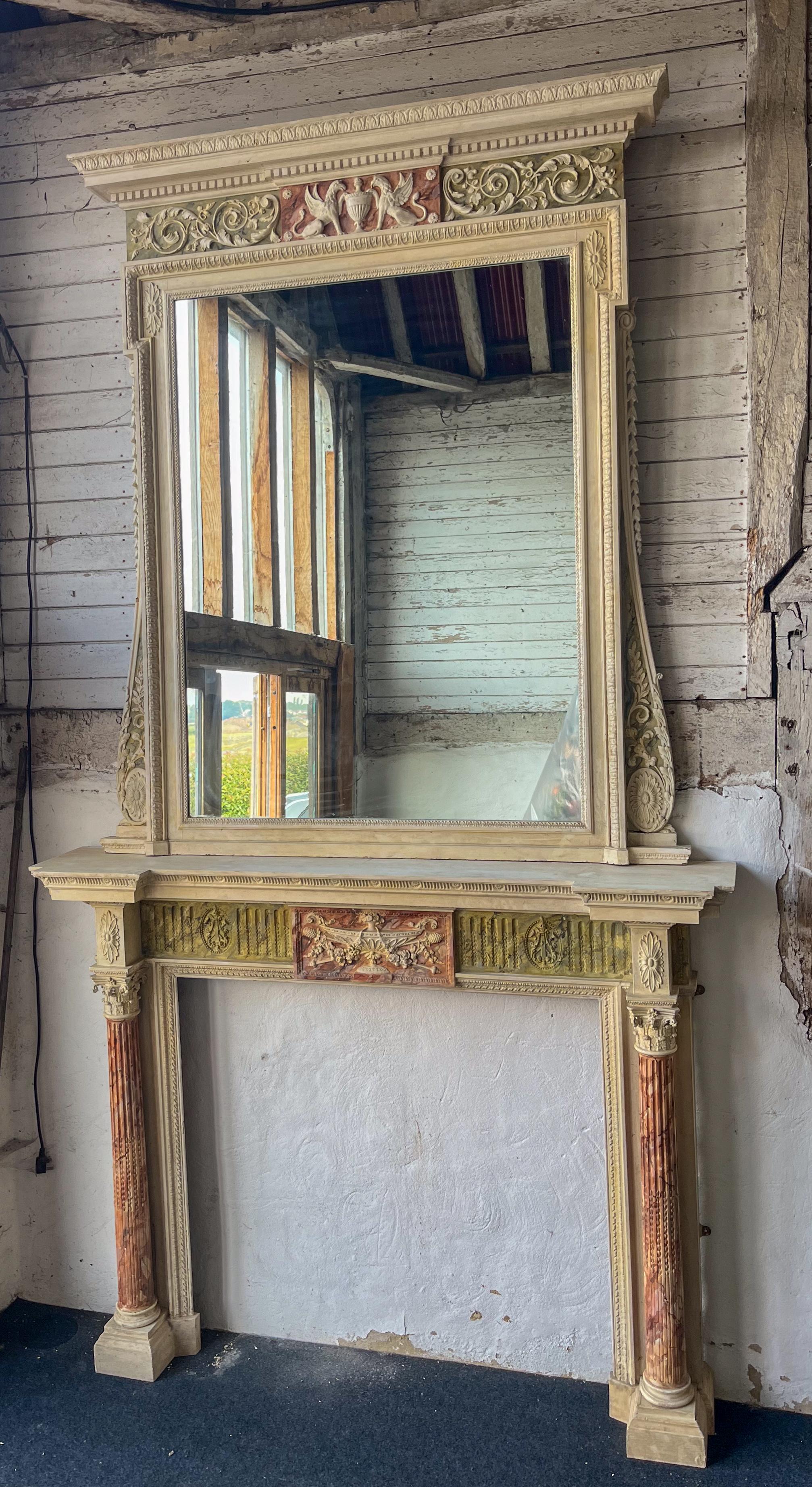 Grande cheminée sculptée en bois et gesso de Gillows of London & Lancaster en vente 1