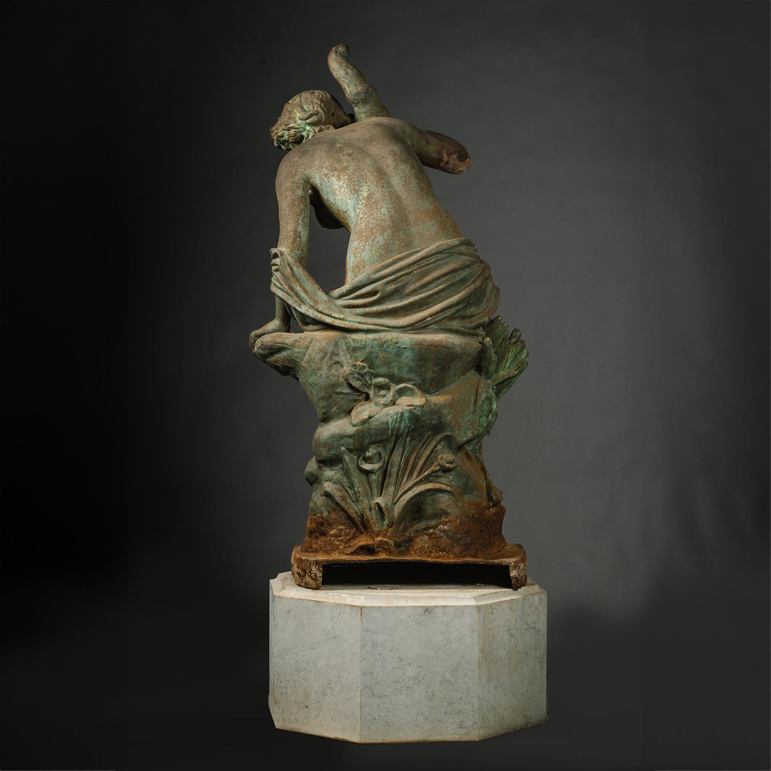 French A Large Cast Iron Fountain Figure of a Water Nymph, By J.J. Ducel, Paris For Sale