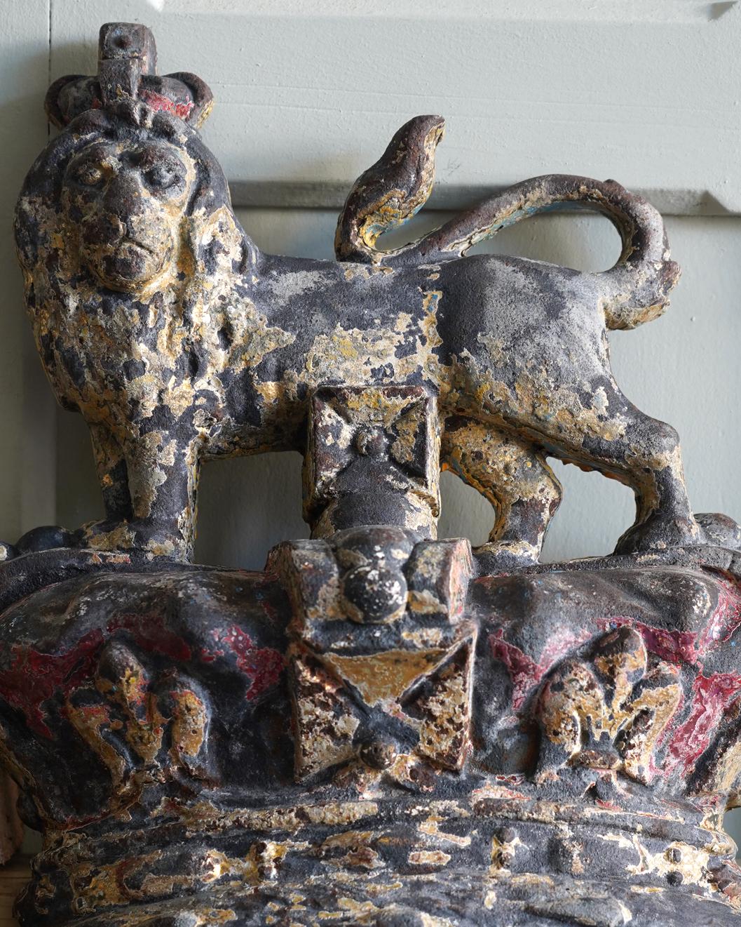 20th Century Large Cast Iron Royal Coat of Arms