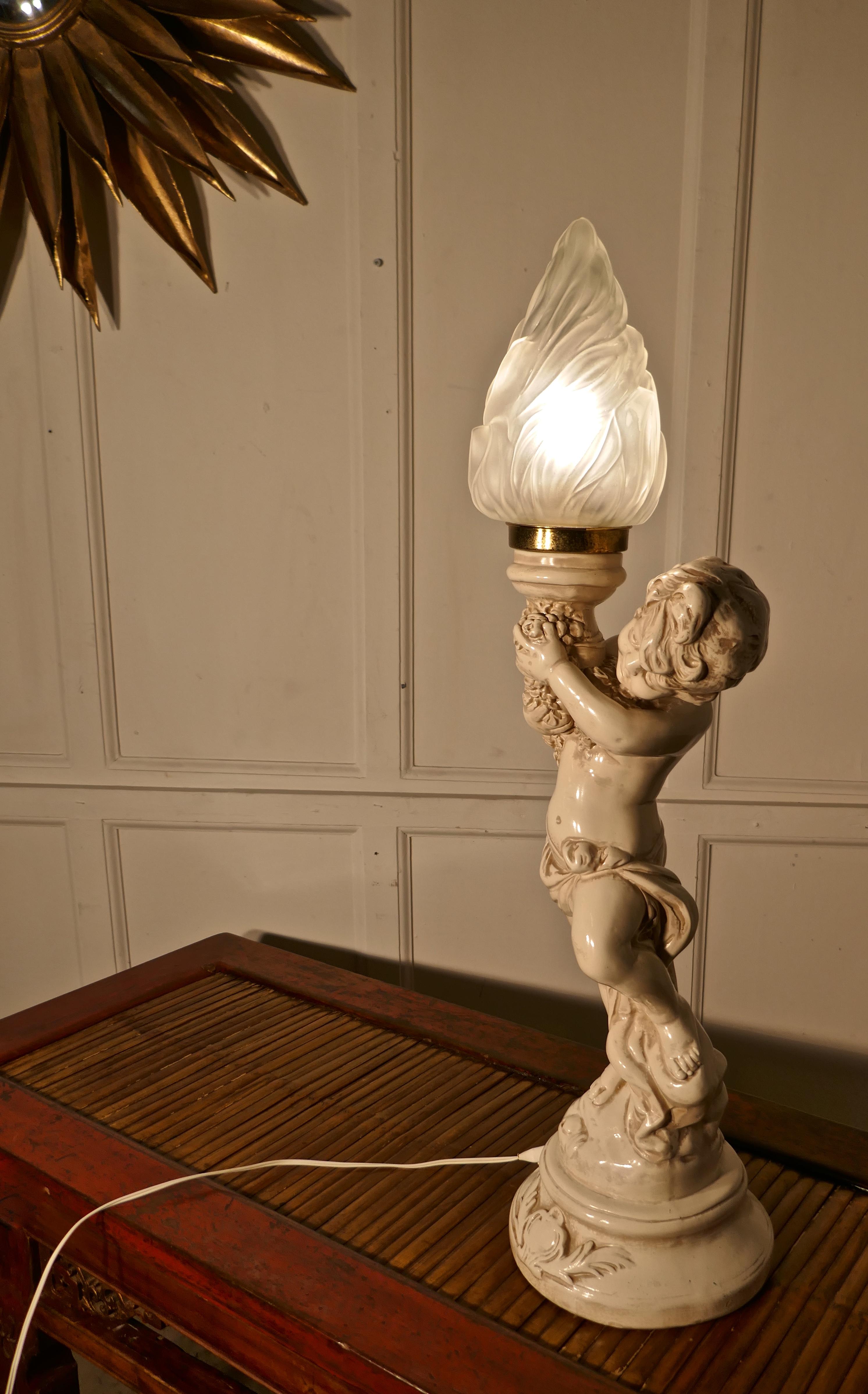 Art Deco Cherub or Putti Table Lamp in the Form   In Good Condition For Sale In Chillerton, Isle of Wight