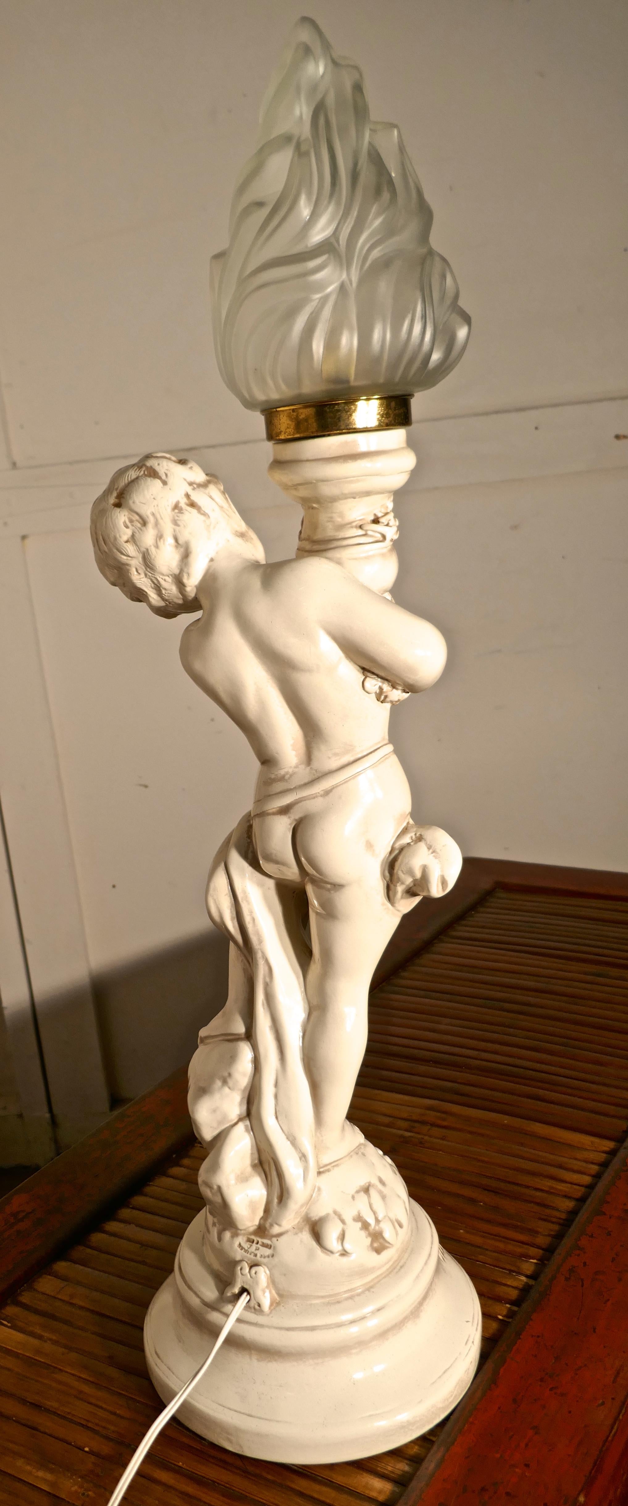 20th Century Art Deco Cherub or Putti Table Lamp in the Form   For Sale