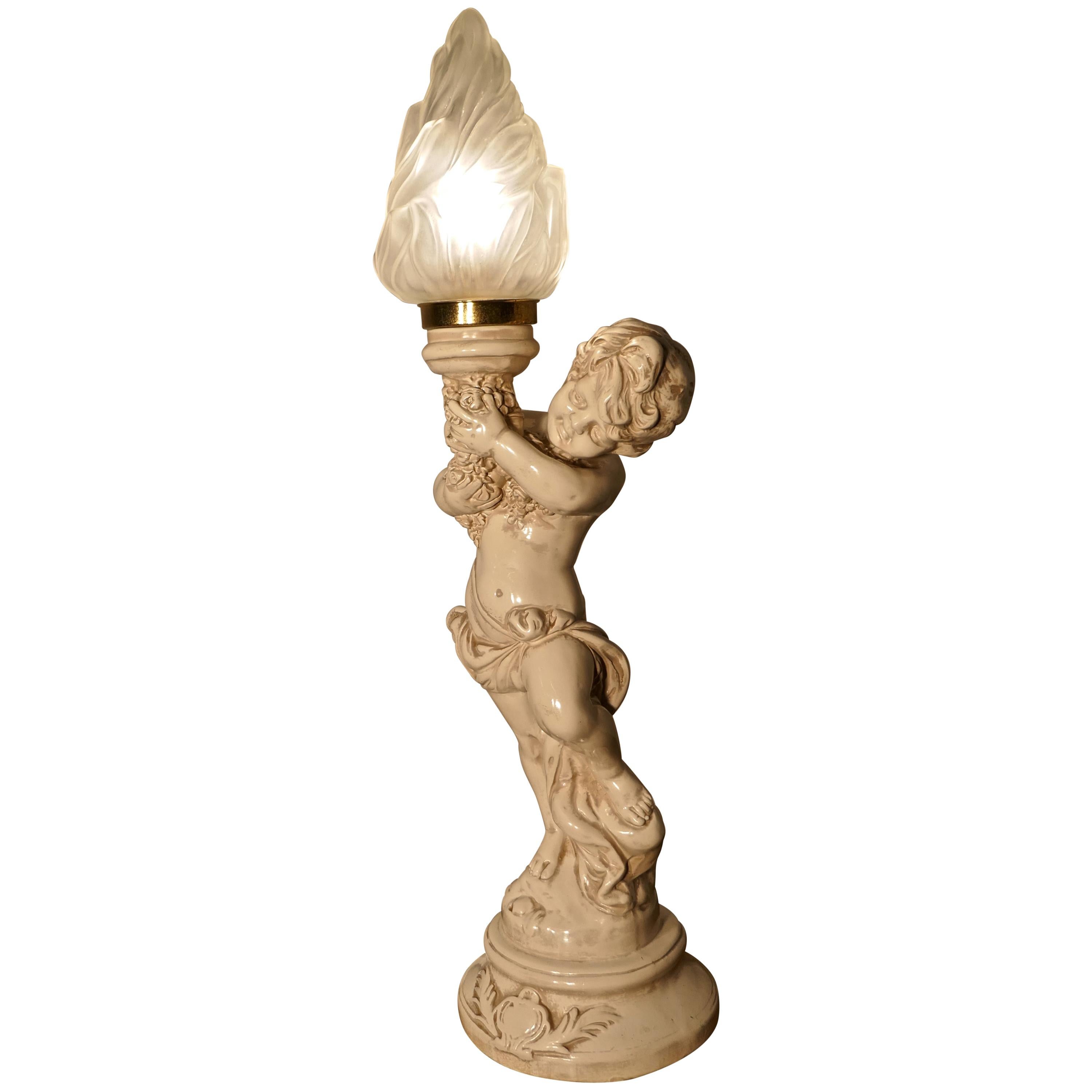Lampe de table Art Déco en forme de chérubin ou de putti  