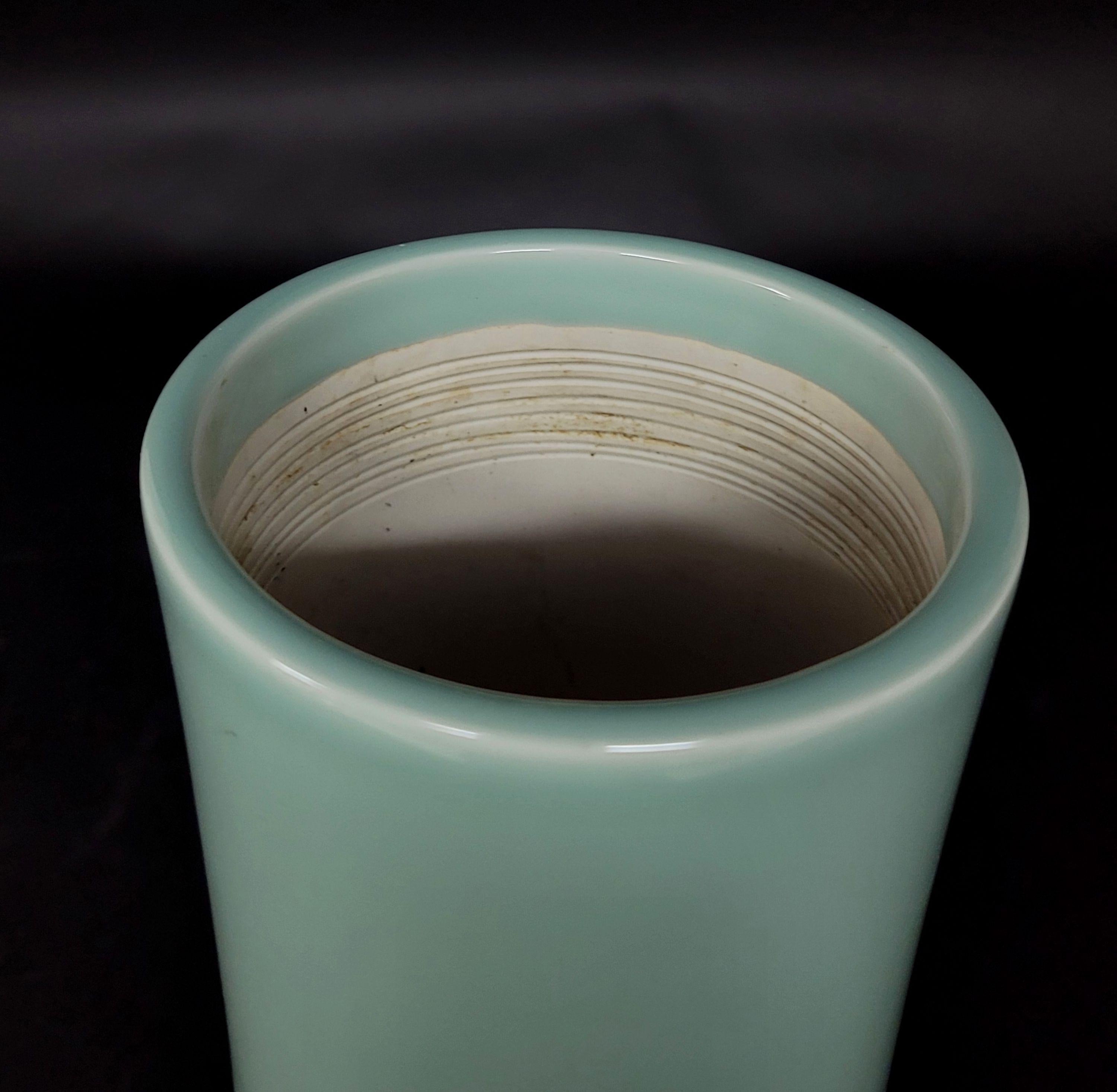 20th Century Large Chinese Celadon Glazed Bamboo Hat Vase