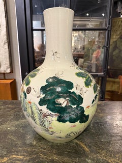 A Large Chinese Ceramic Famille Rose Vase With Mark