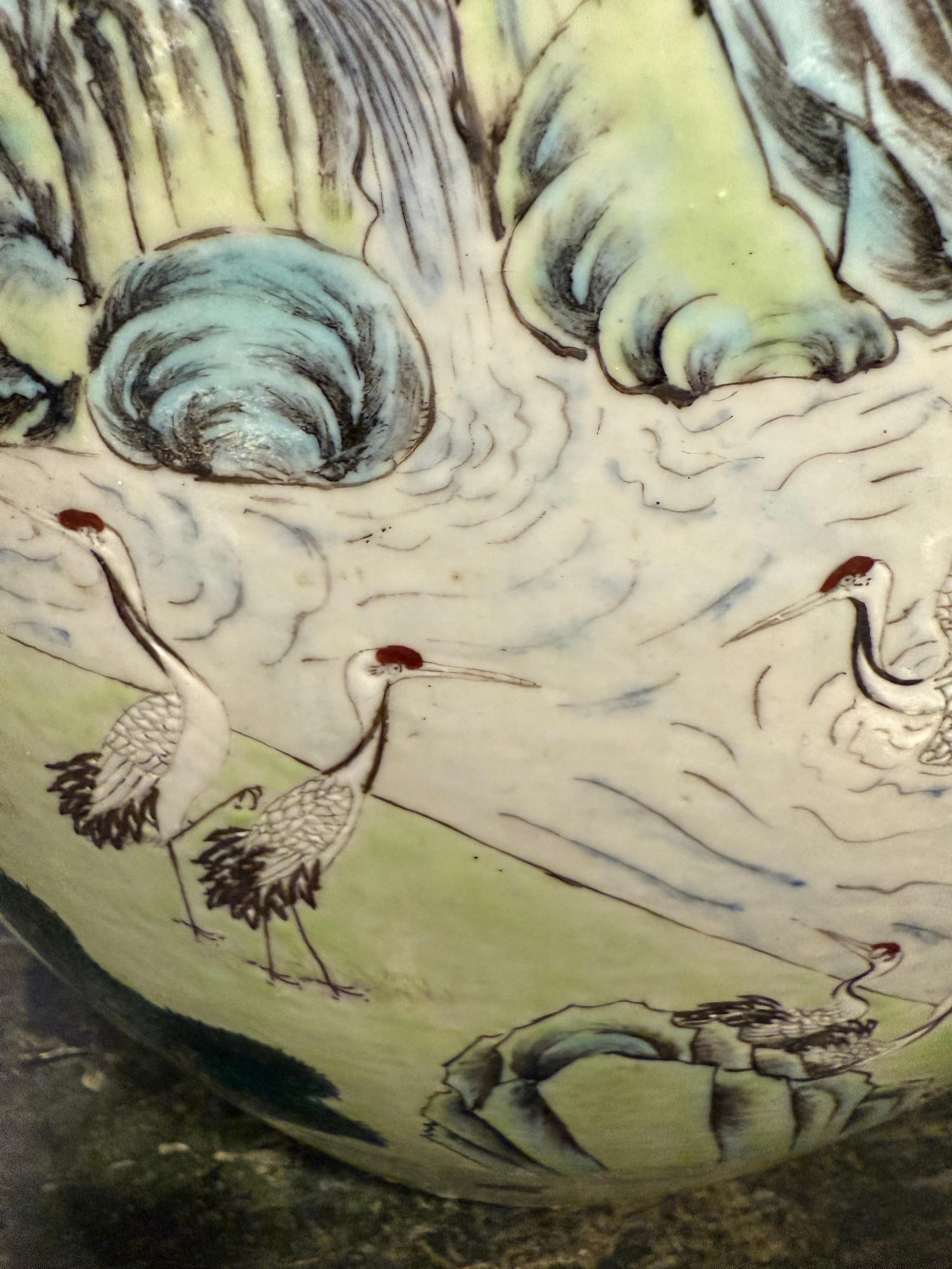 Grande vaso cinese in ceramica Famille Rose con marchio, XIX secolo in vendita 1