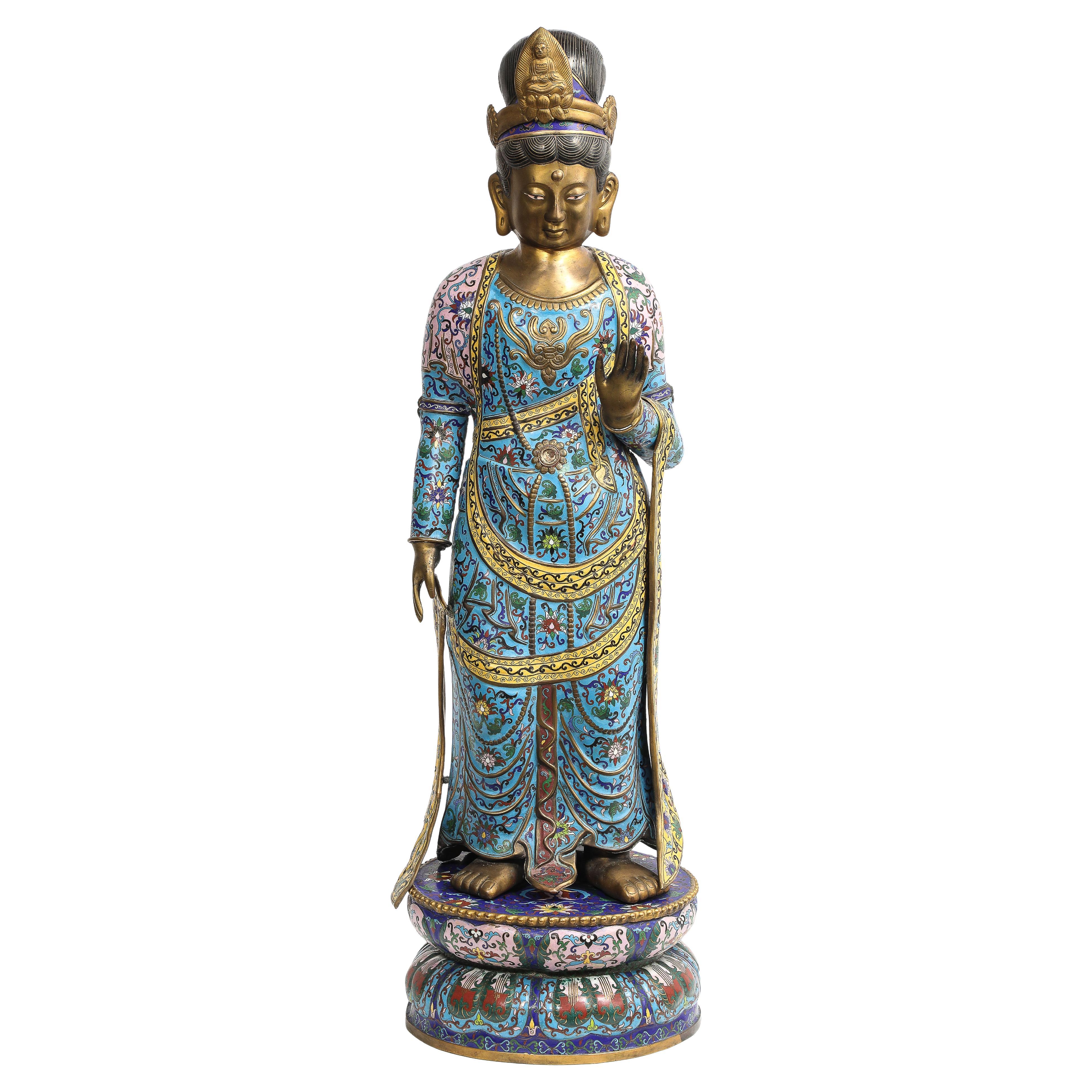 A Large Chinese Cloisonné figure of the GuanYin