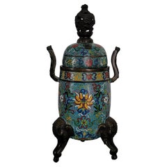 Large Chinese Cloisonné Tripod Incense Buner