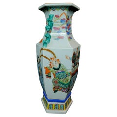Large Chinese Hexagonal Vase with Handles