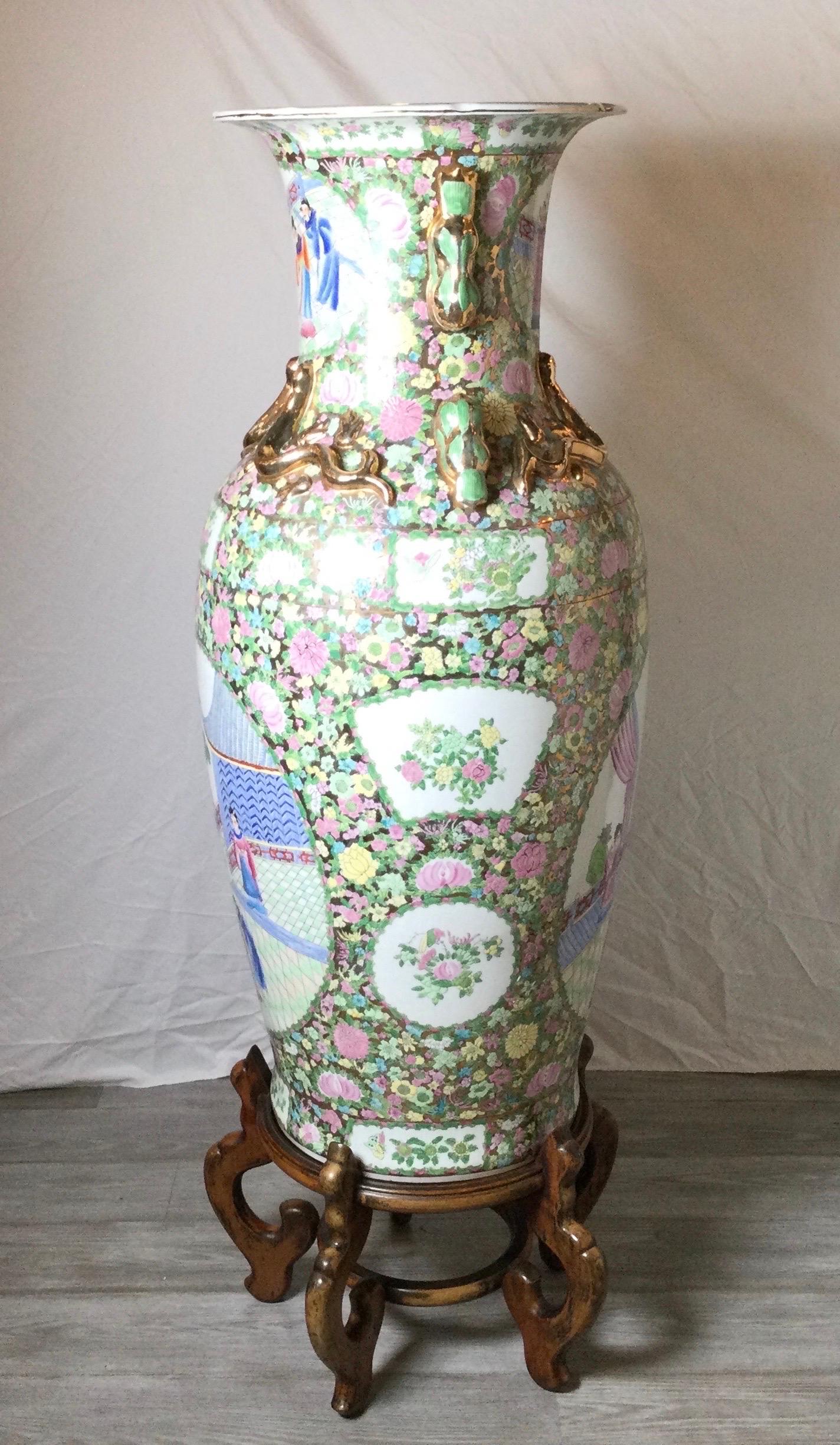 Hand-Painted Large Chinese Porcelain Place Vase